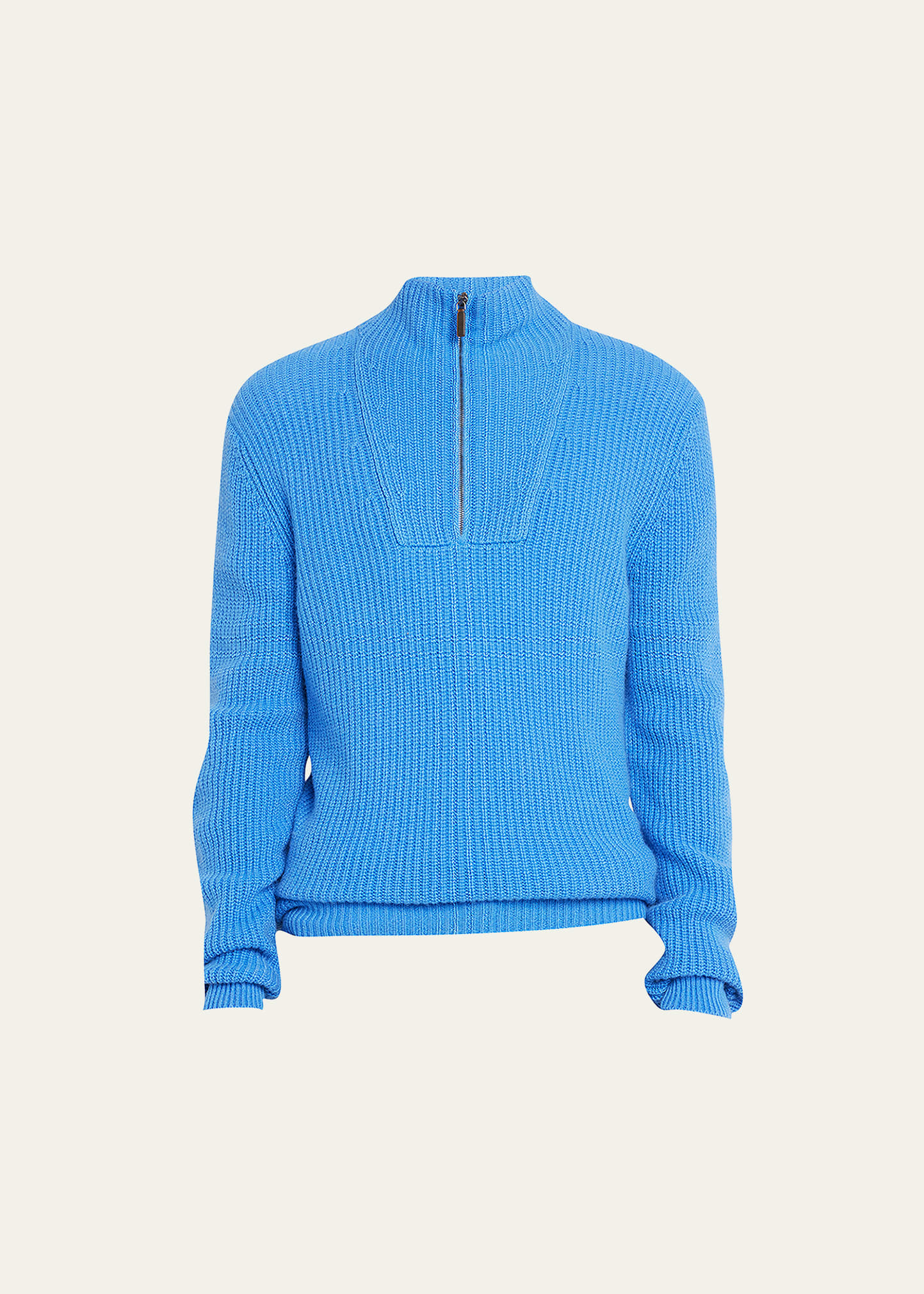 Men's Half-Zip Ribbed Cashmere Sweater