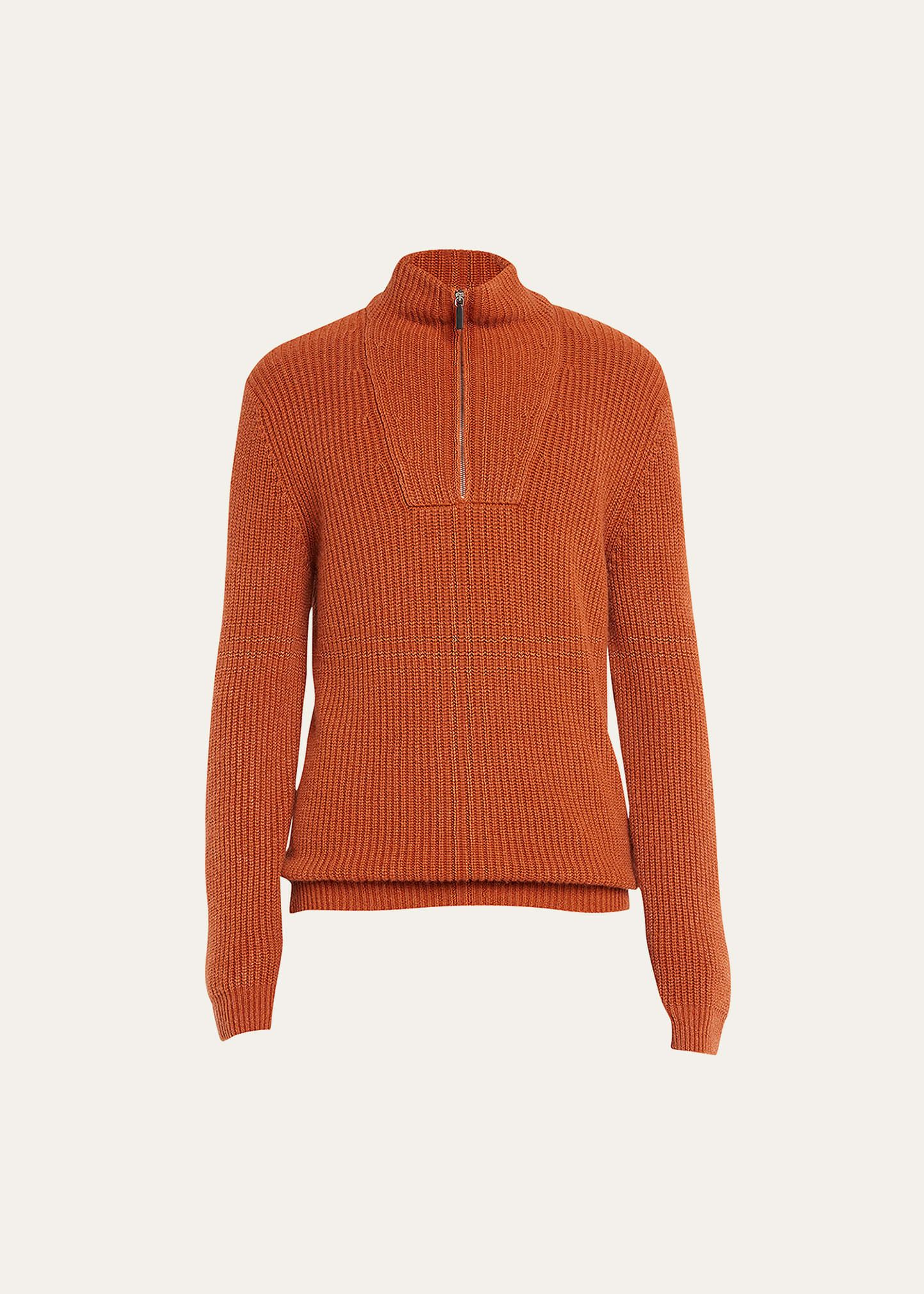 Iris Von Arnim Men's Half-Zip Ribbed Cashmere Sweater