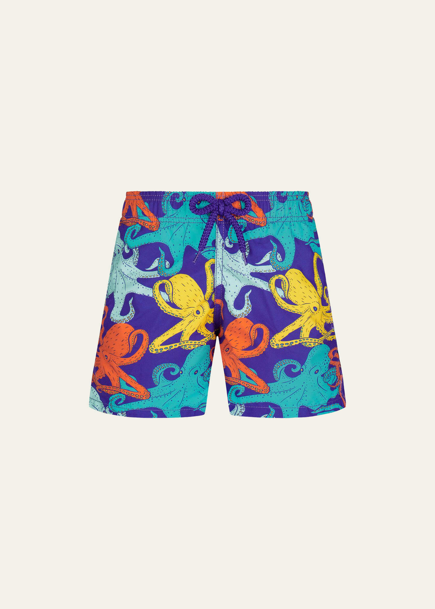 Boy's Octopus-Print Multicolor Swim Shorts, Size 2-14