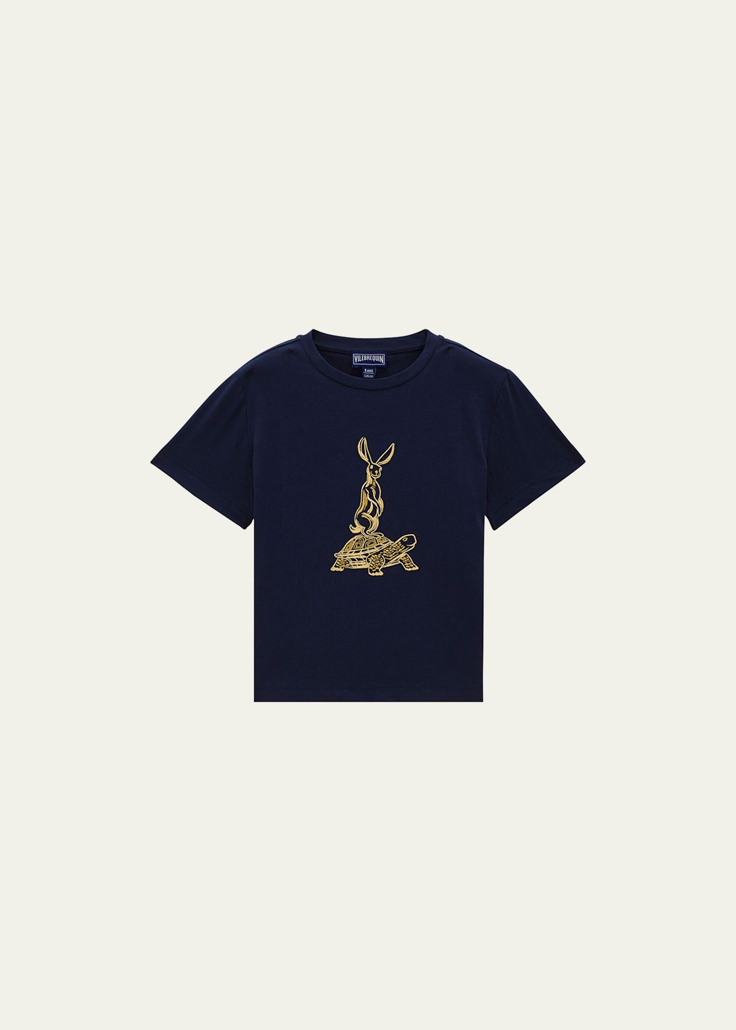 Shop Vilebrequin Boy's Year Of The Rabbit Embroidered T-shirt In Navy