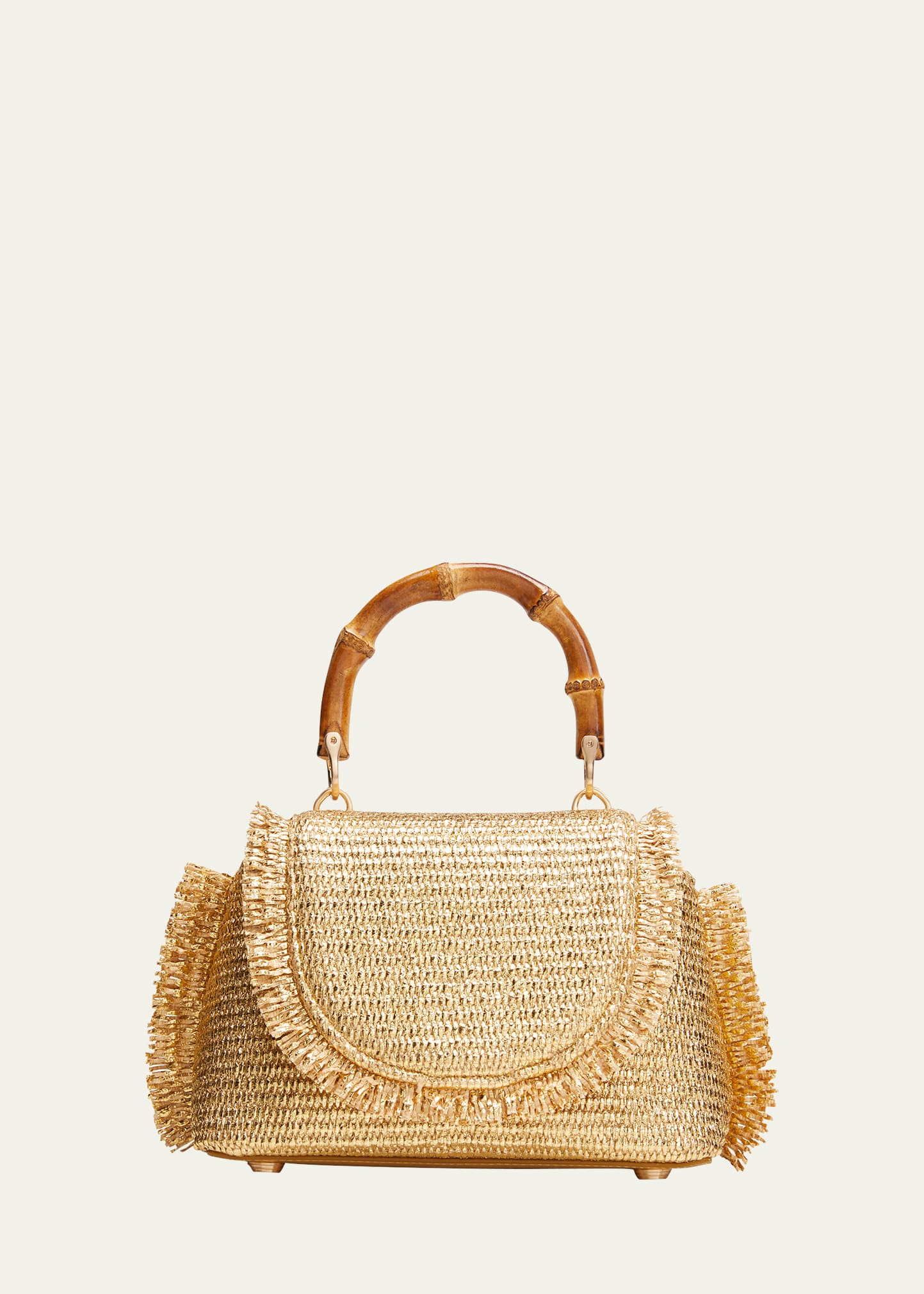 Ozzy Mini Fringe Metallic Top-Handle Bag