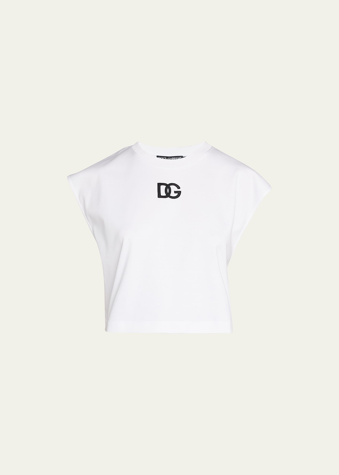 Dolce & Gabbana Interlock Jersey Top With Dg Logo Patch In White