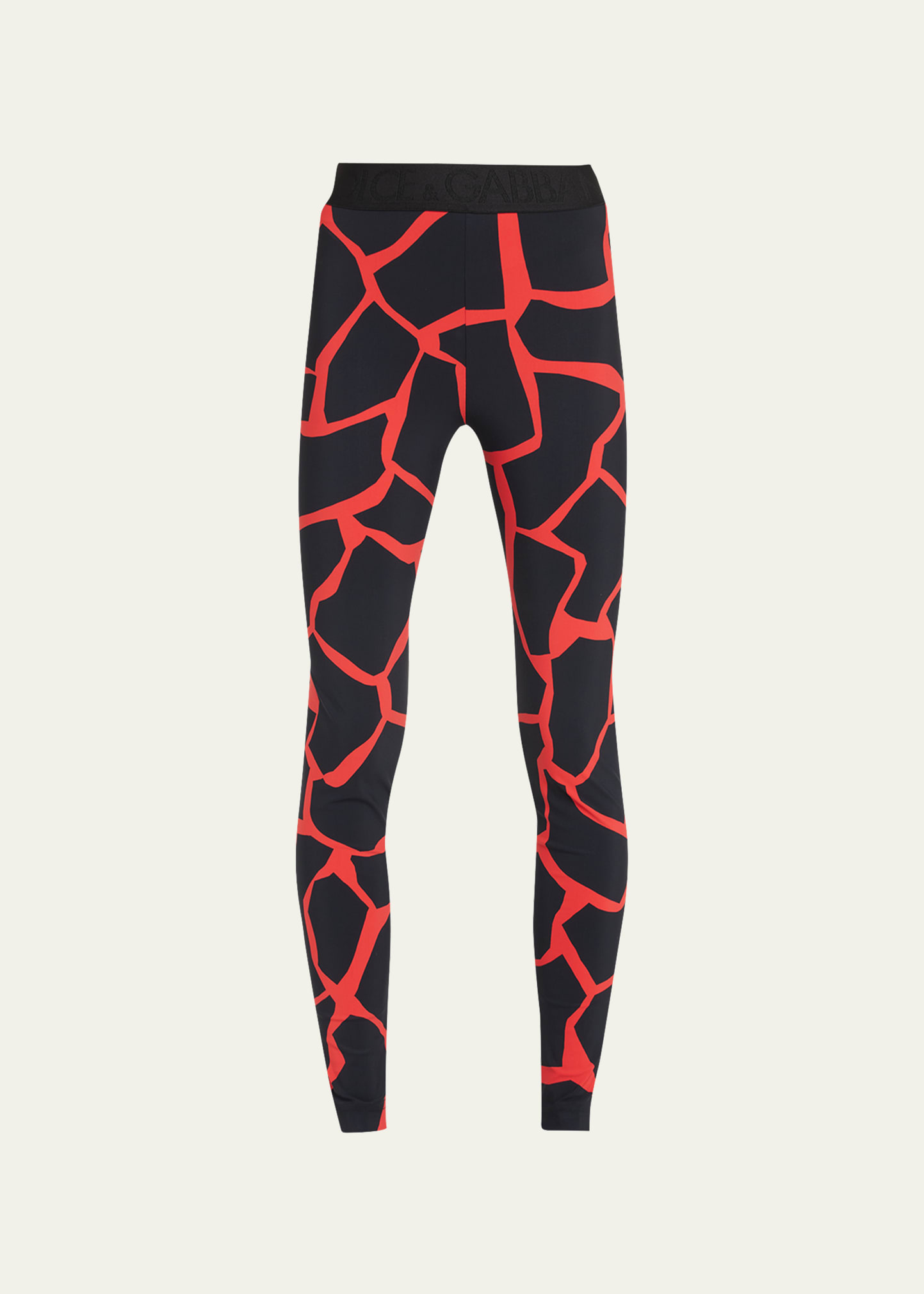 Dolce & Gabbana Giraffe Printed Technical Jersey Leggings In Black Prt