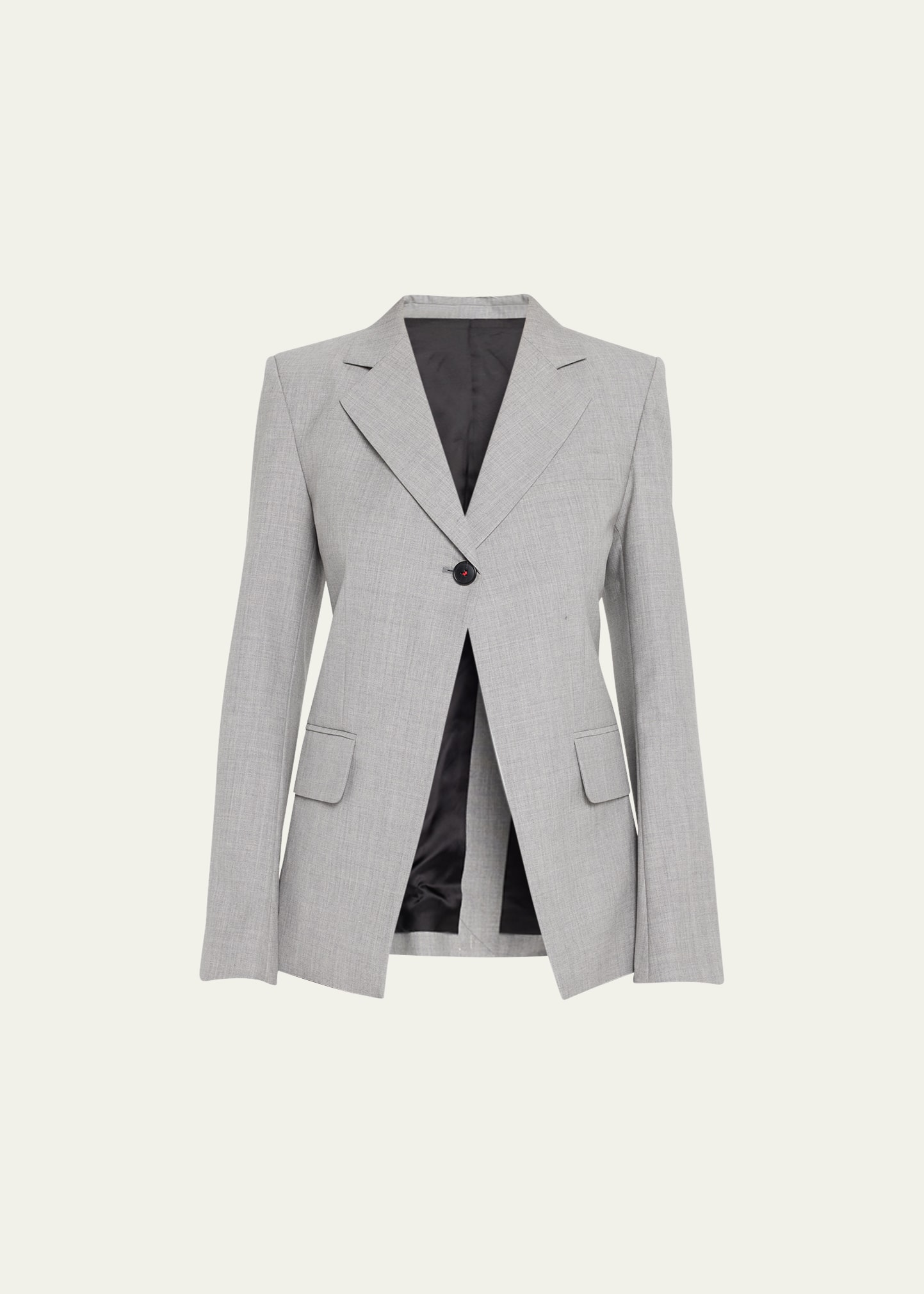 Victoria Beckham Single-breasted Notched-lapel Wool Blazer In Grey Melange