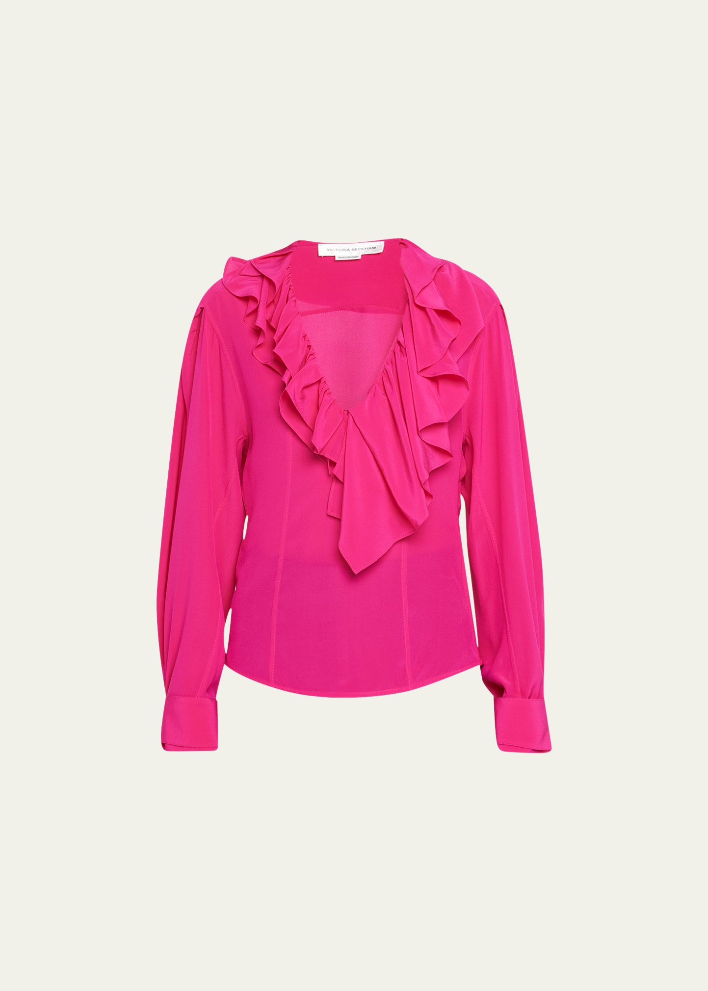 Victoria Beckham Ruffled Silk Crêpe De Chine Blouse In Fuchsia