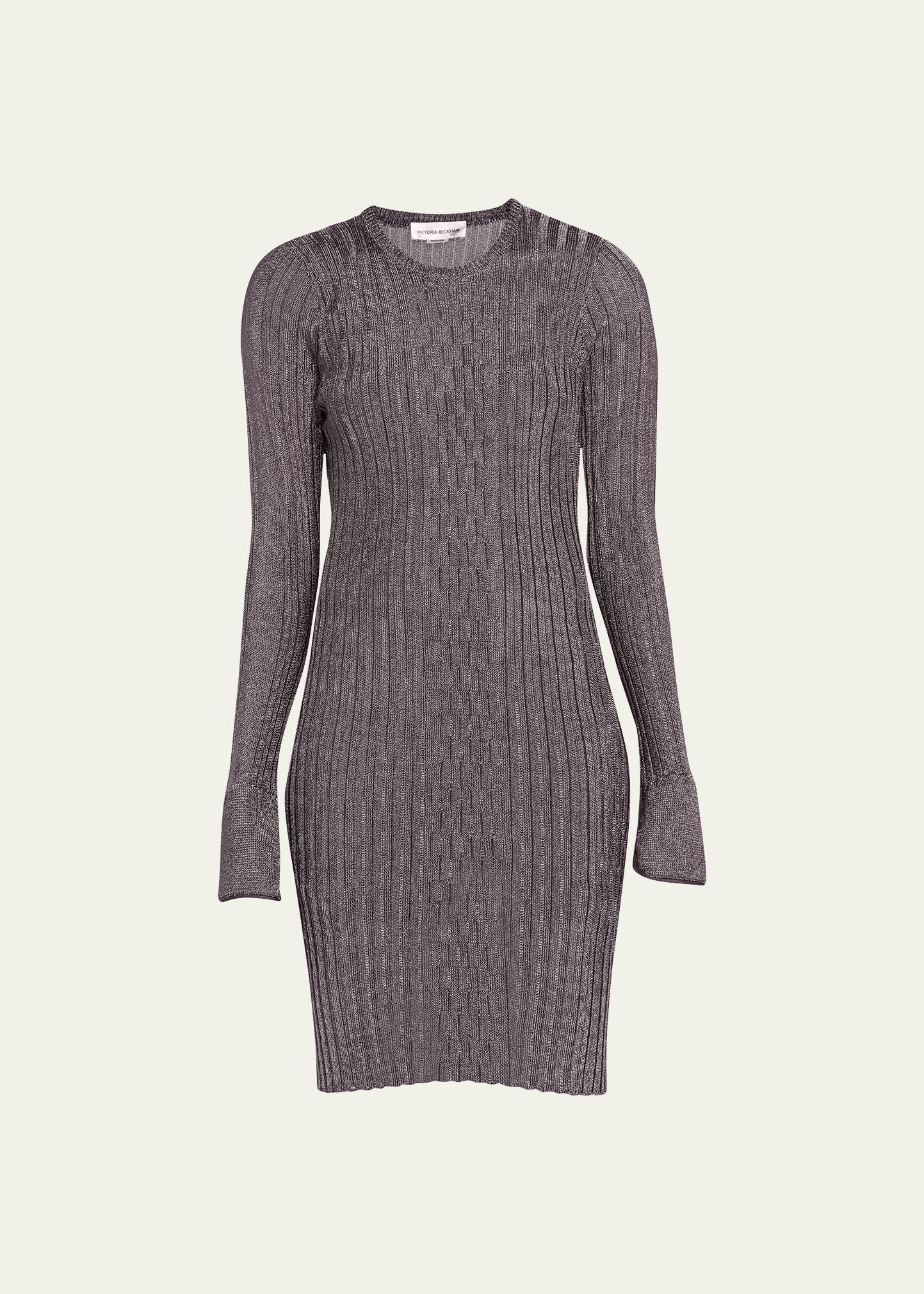 VICTORIA BECKHAM METALLIC BODY-CON RIB MINI DRESS