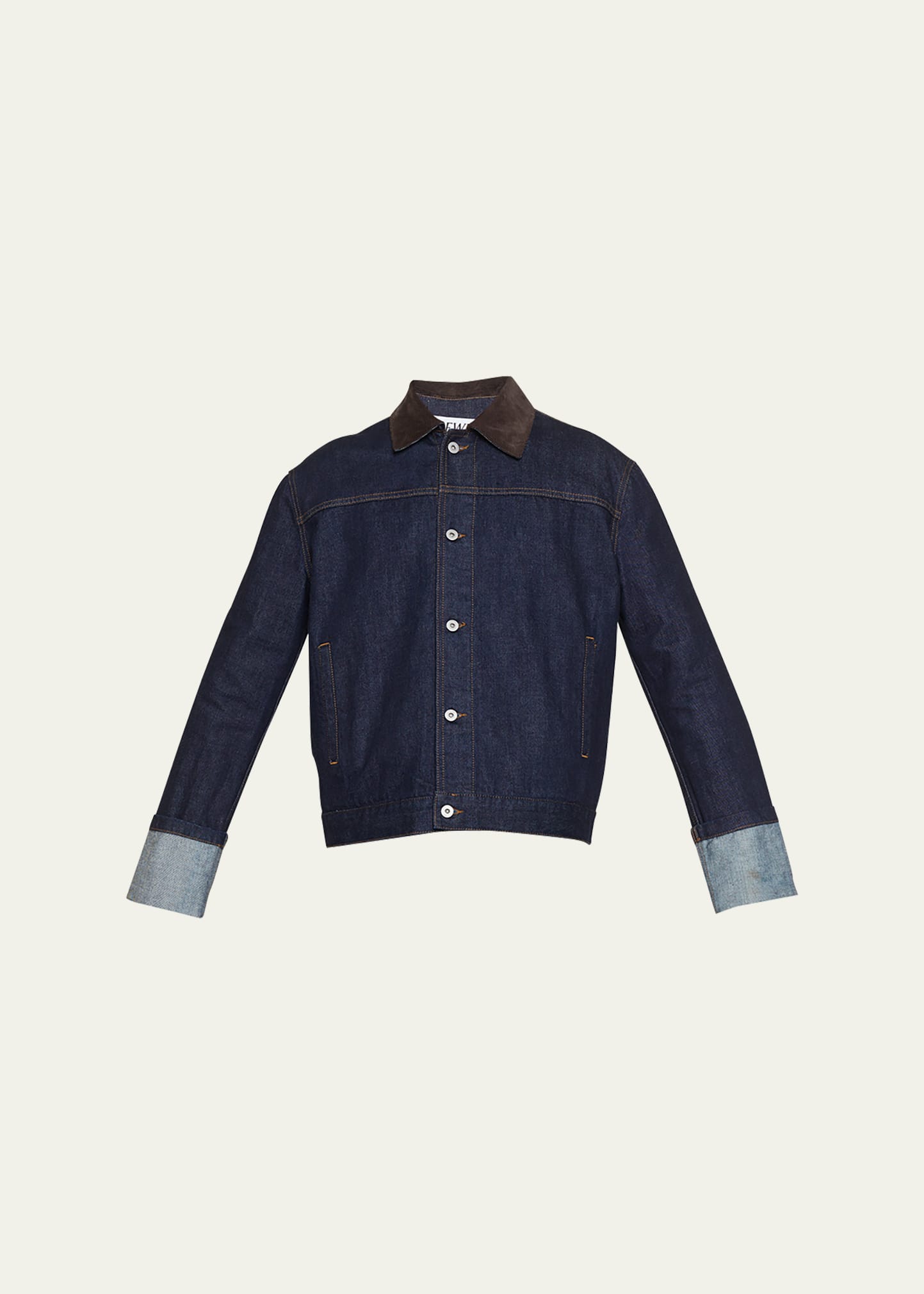 Shop Loewe Men's Fisherman Denim Turn-up Jacket In Indigo