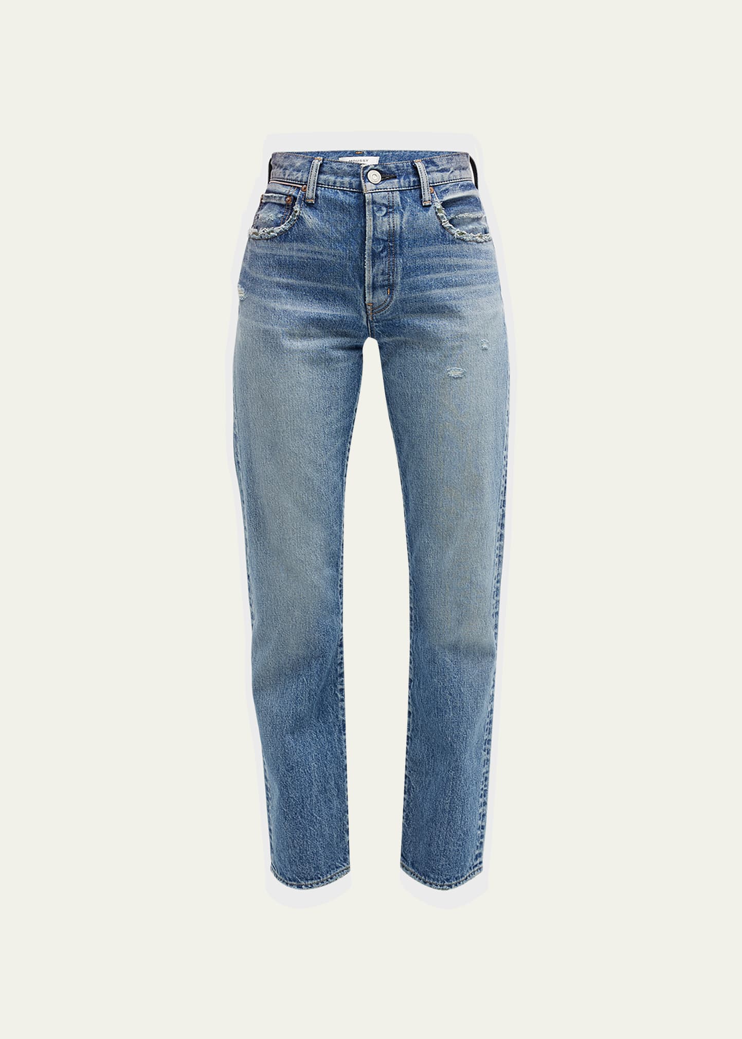 Ridgemont High Rise Distressed Straight Ankle Jeans