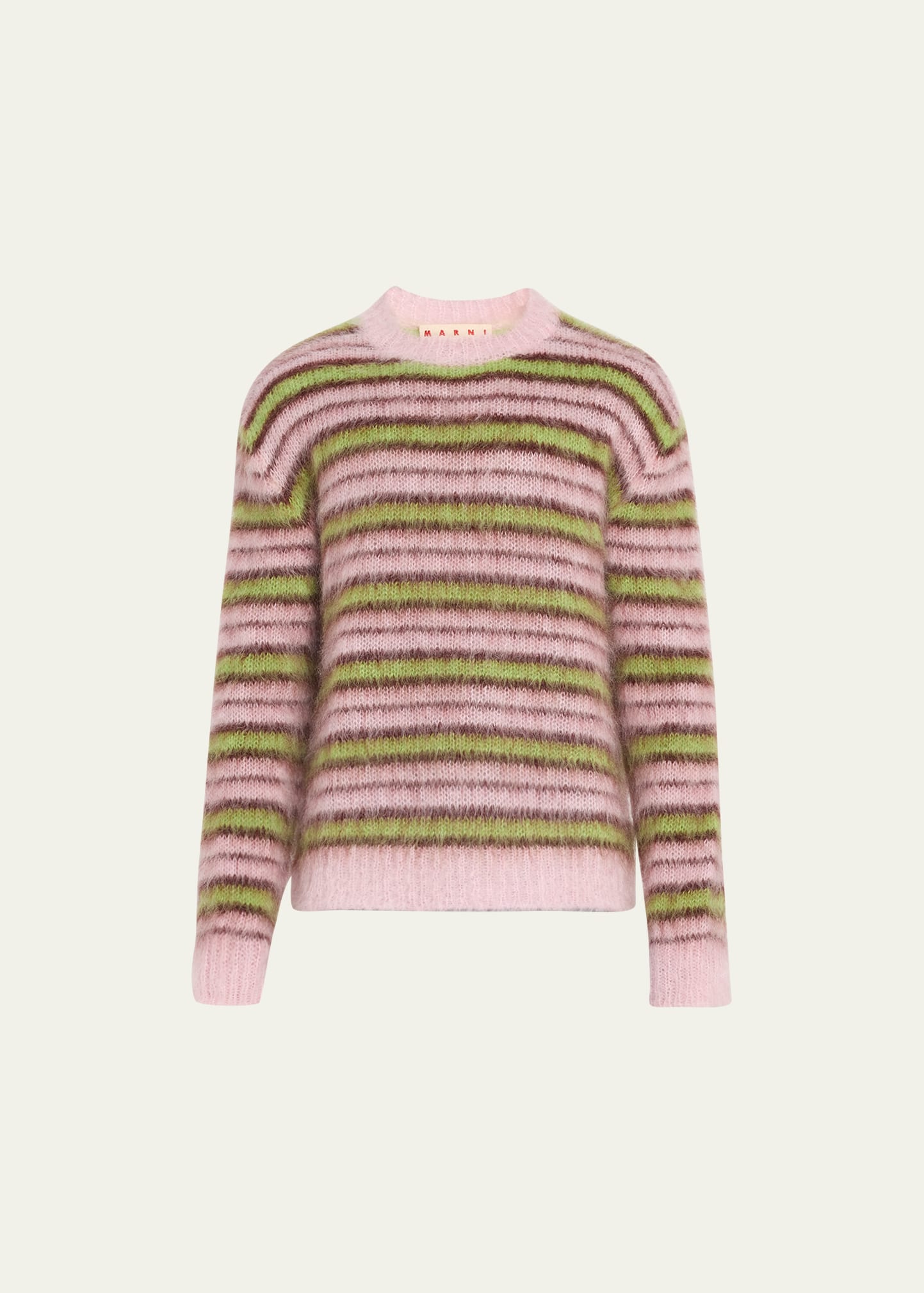 Marni Striped Mohair-blend Sweater In Pale/pink
