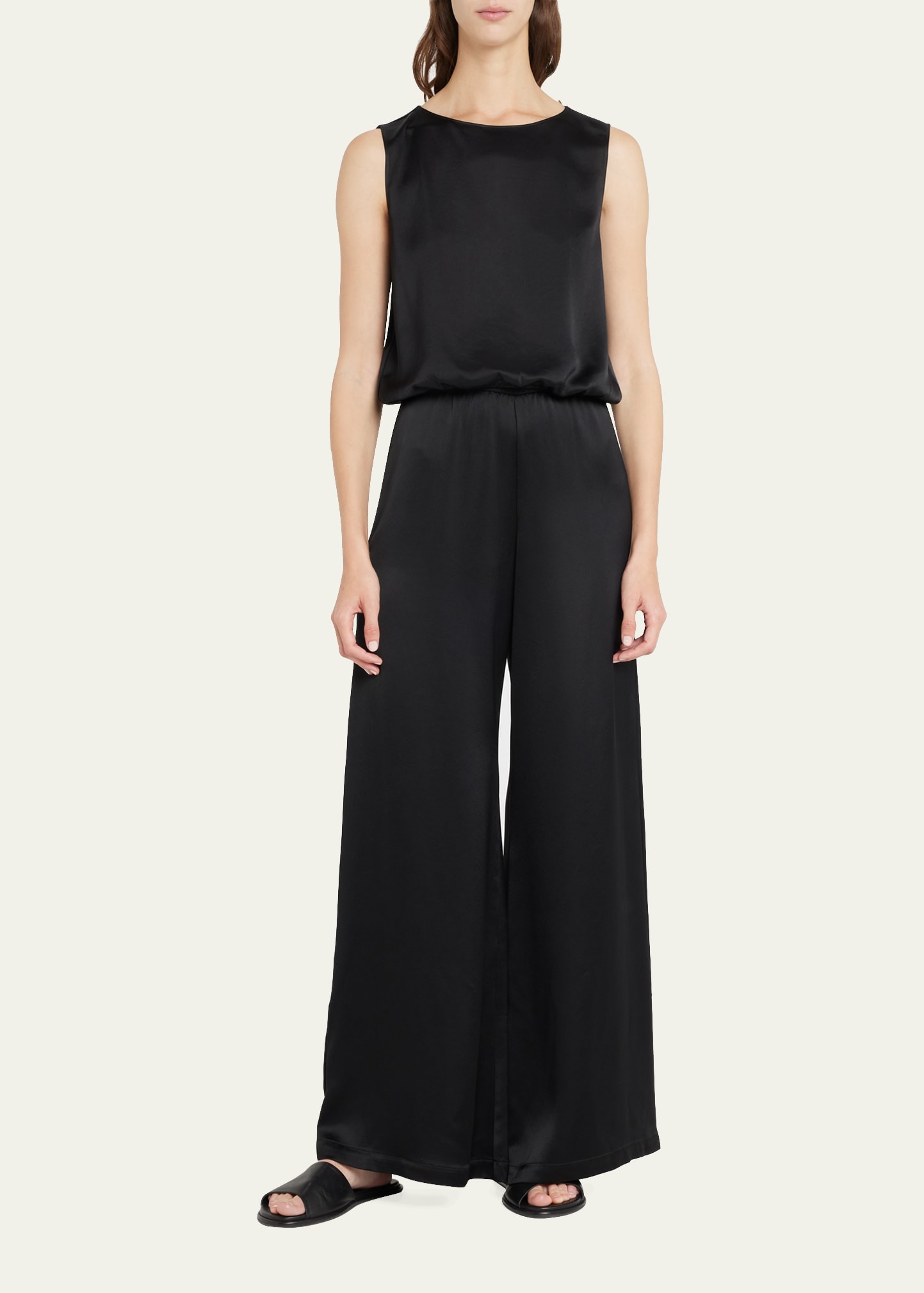 Leset Lori Stretch-jersey Wide-leg Pants In Black