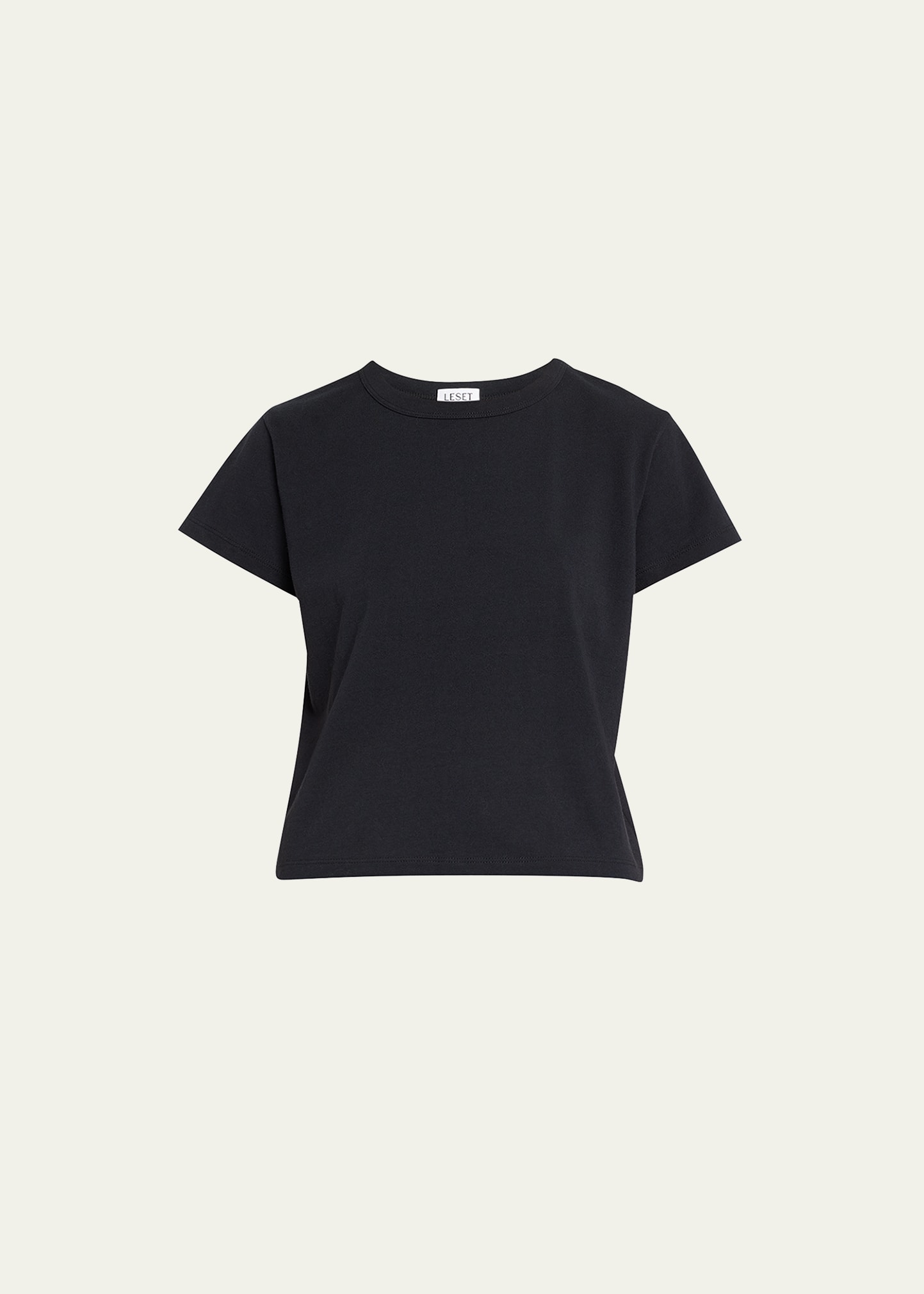 Shop Leset Margo Short-sleeve Cotton Crewneck Tee In Black