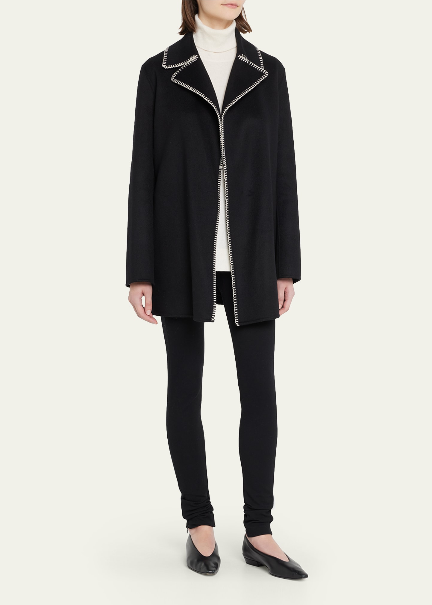 Theory Stitched Open-front Coat In Black