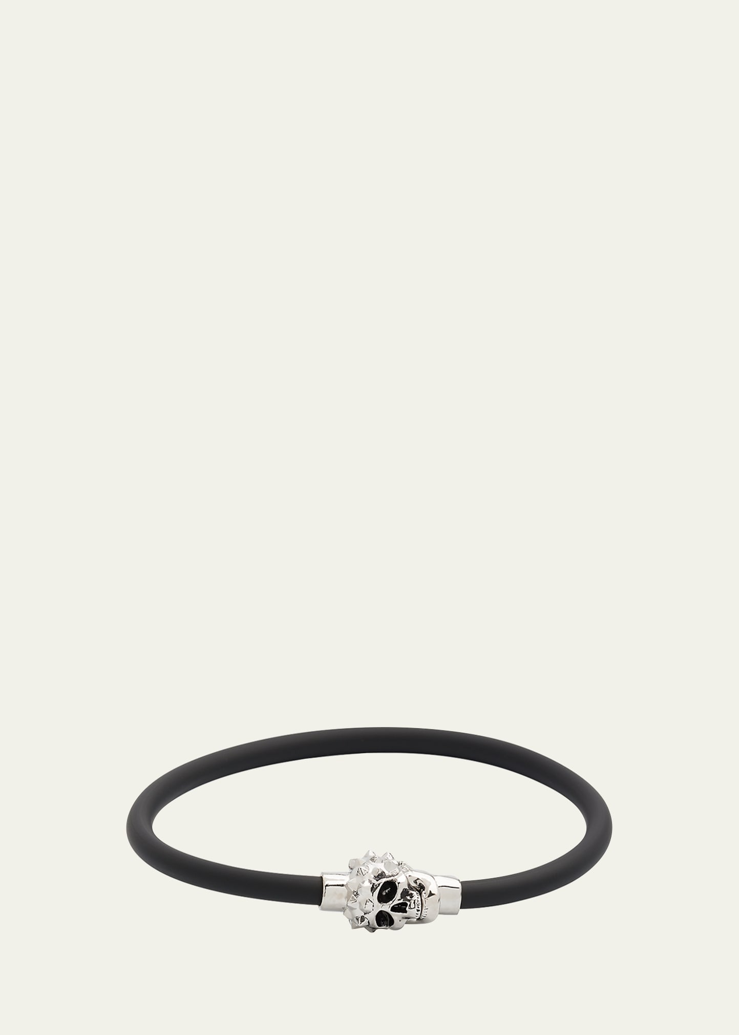 Alexander Mcqueen Men's Studded Skull Rubber Cord Bracelet In Black