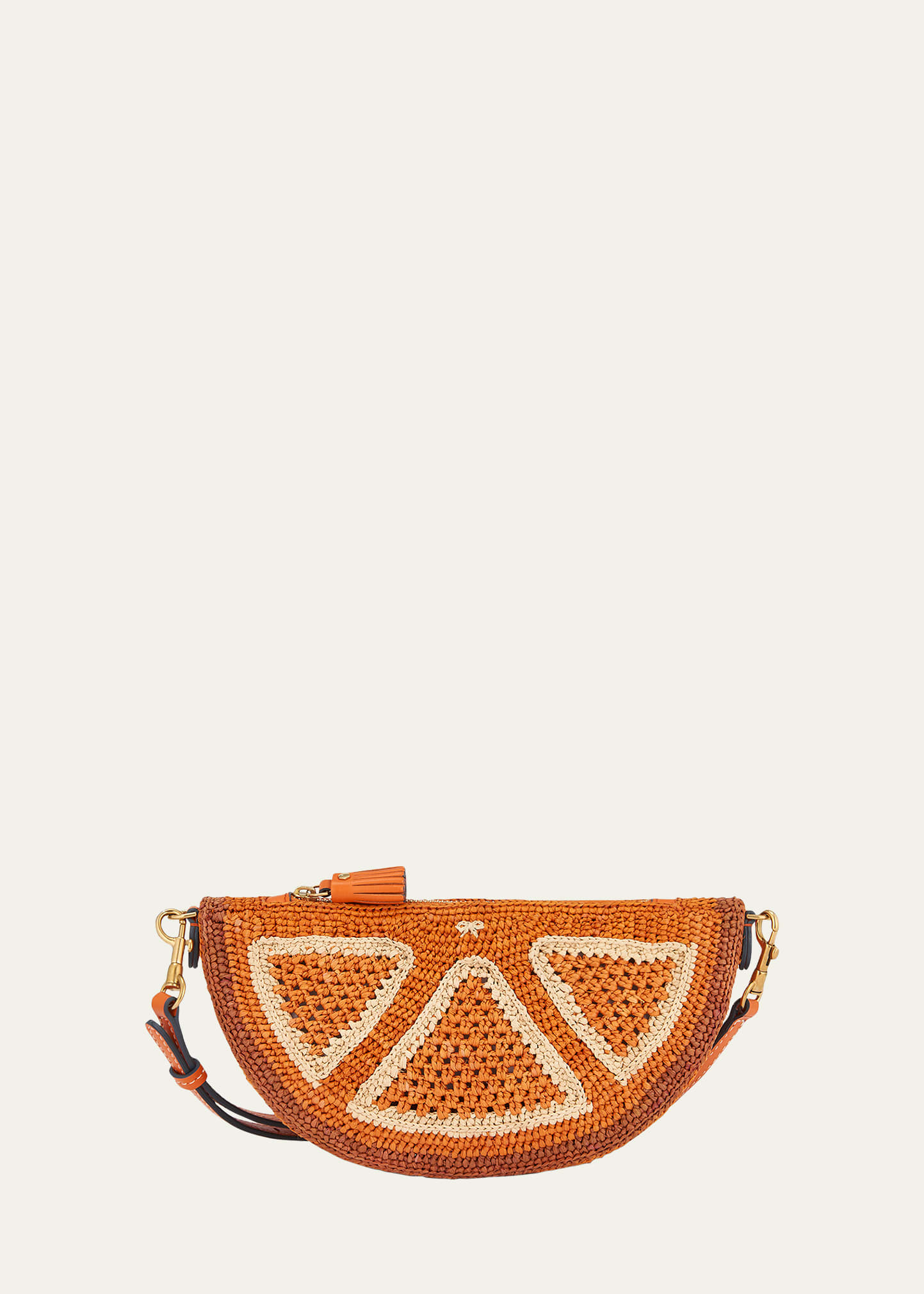 Orange Raffia Crossbody Bag