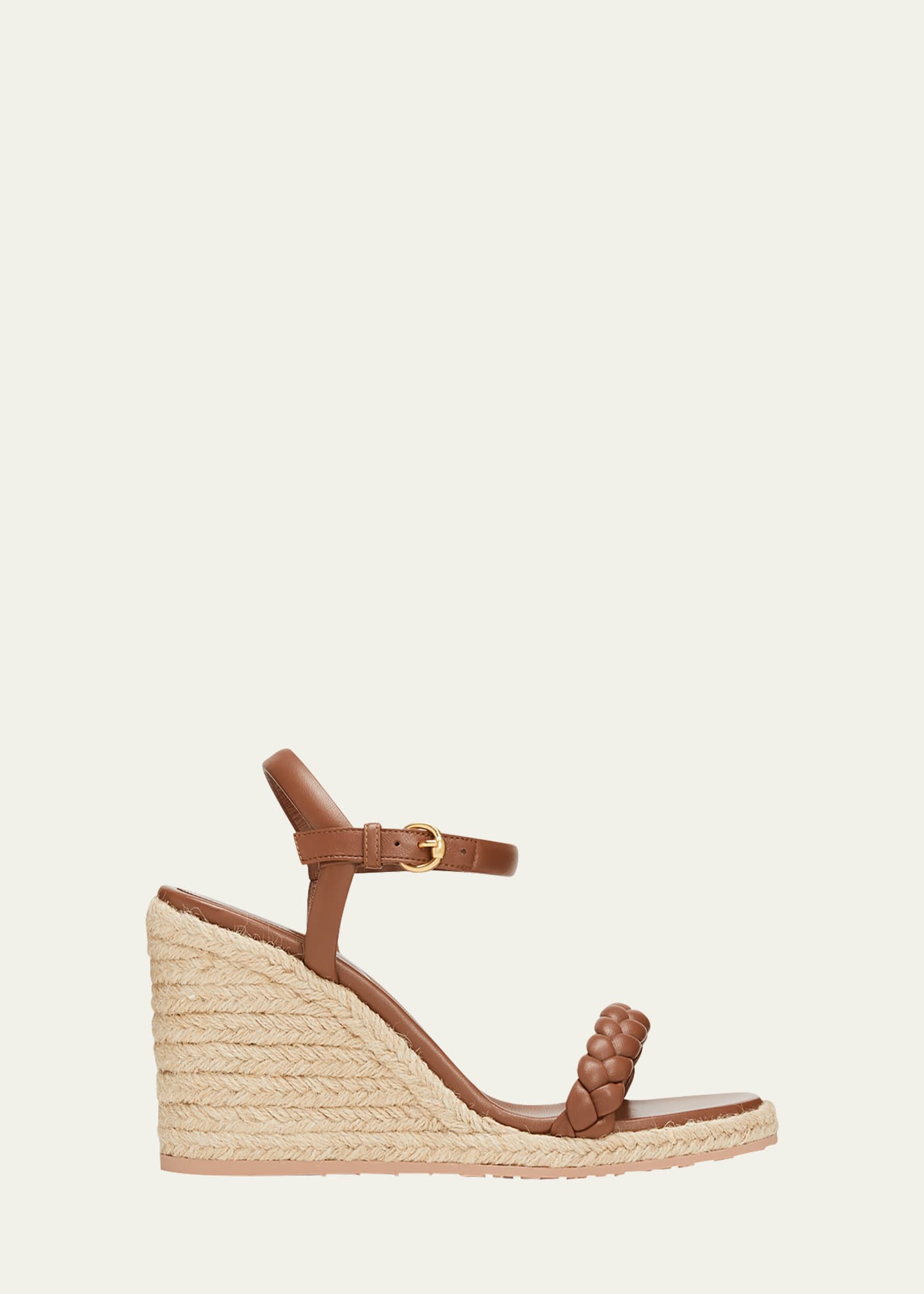Gianvito Rossi Braided Ankle-strap Wedge Espadrilles In Cuoio