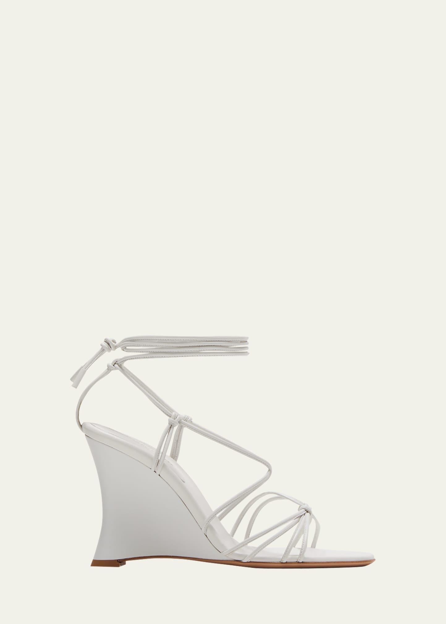 Gianvito Rossi Strappy Ankle-wrap Wedge Sandals In White