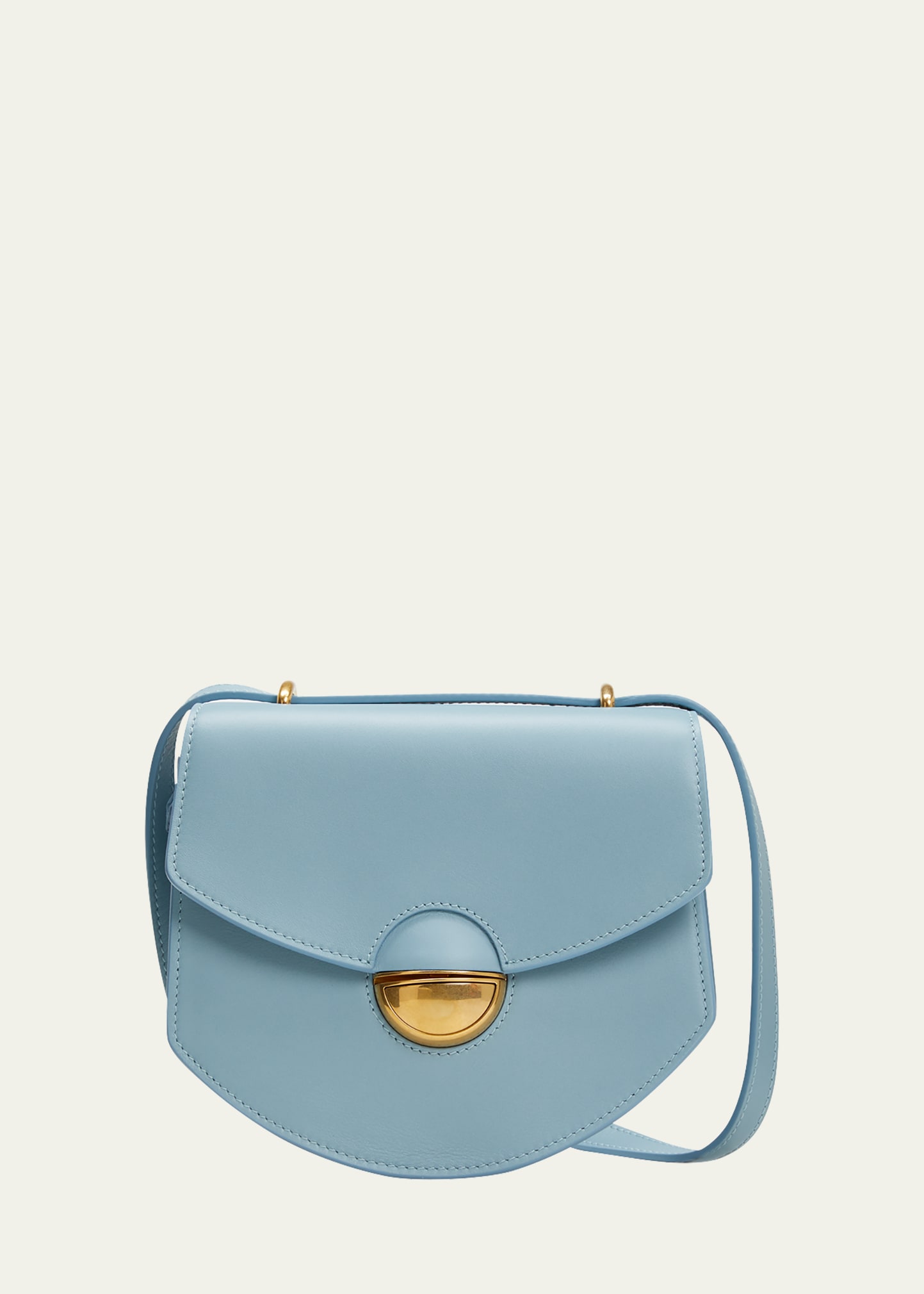 Proenza Schouler Mini Dia Round Leather Crossbody Bag In Blue Stone/gold