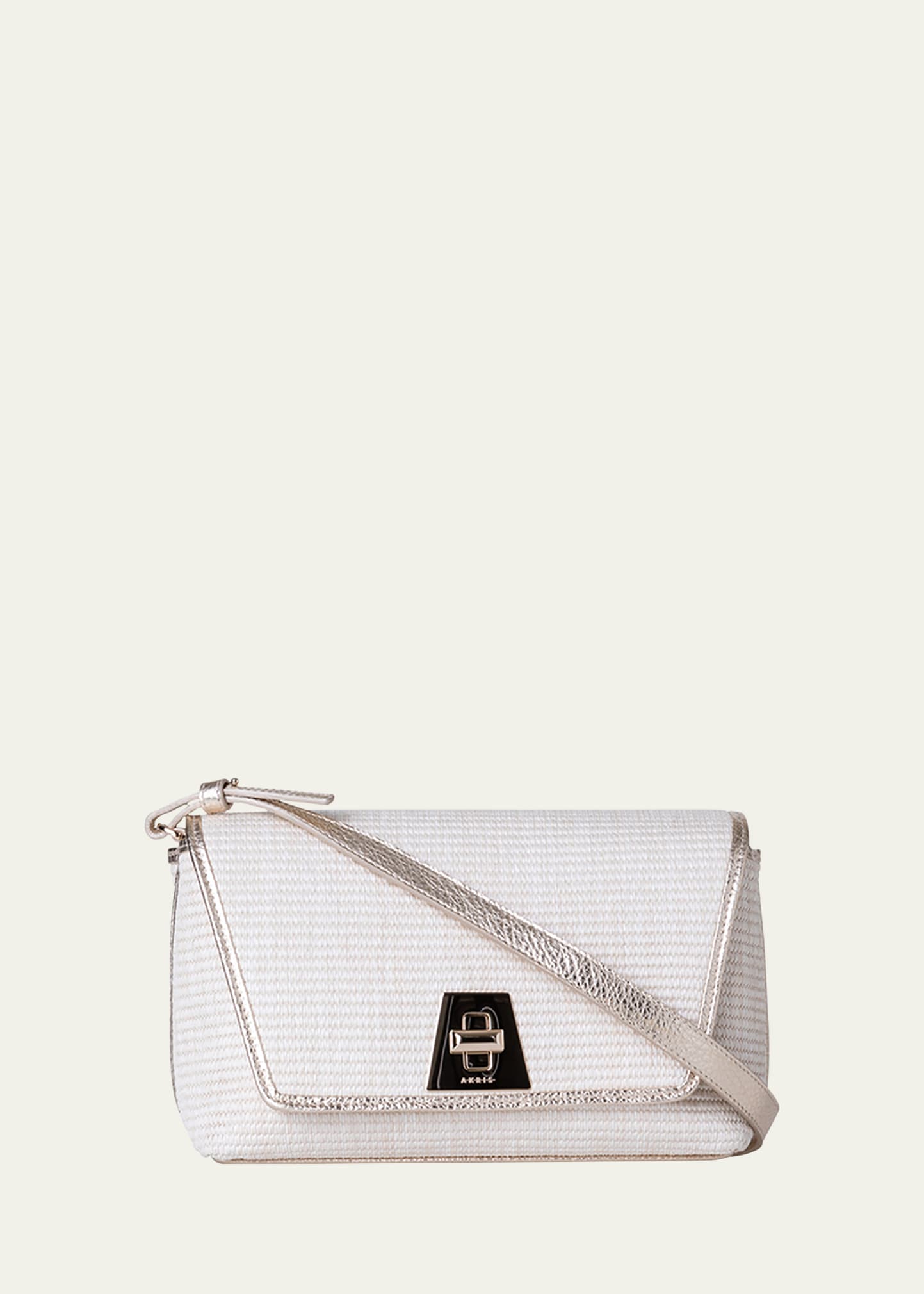 Akris Anouk Small Day Raffia Shoulder Bag In White