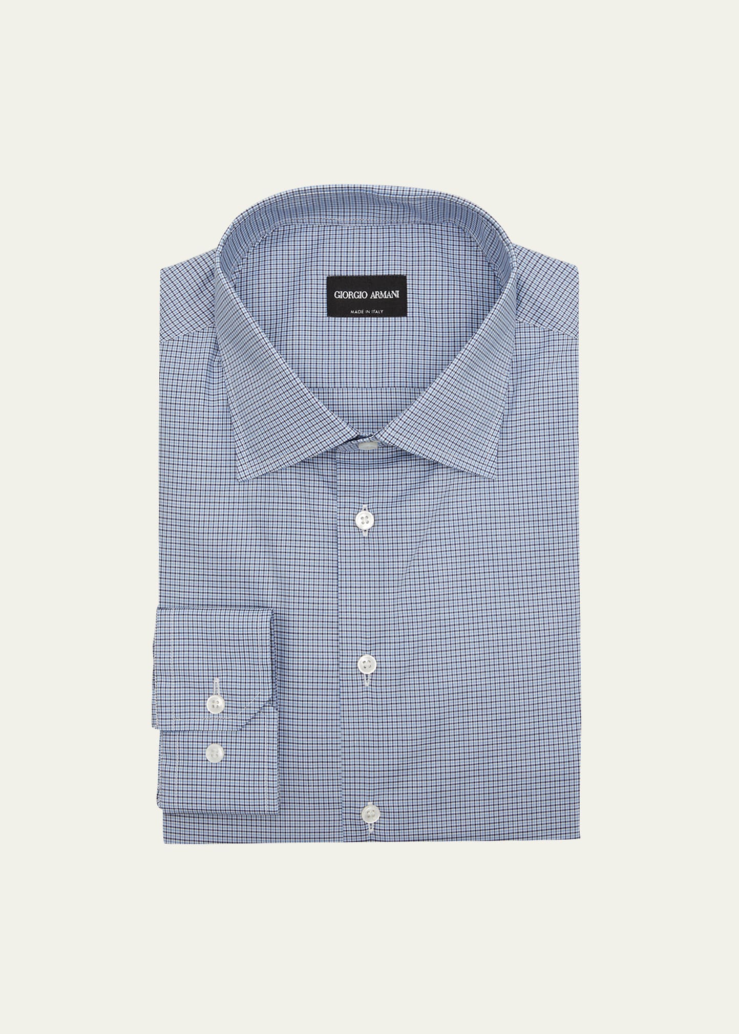 Men's Micro-Box Print Cotton Dress Shirt