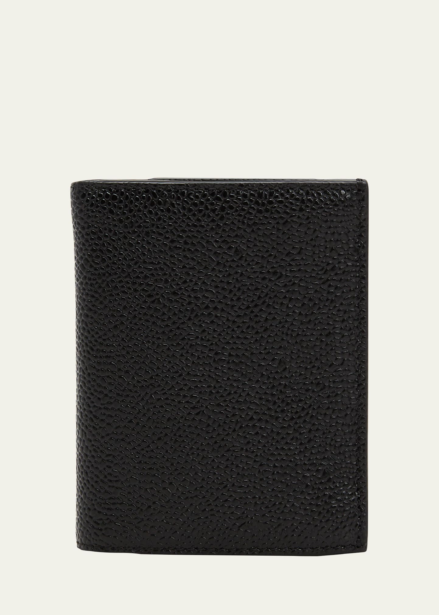 Thom Browne Men's Pebble Leather Billfold Wallet With Coin Compartment In Black
