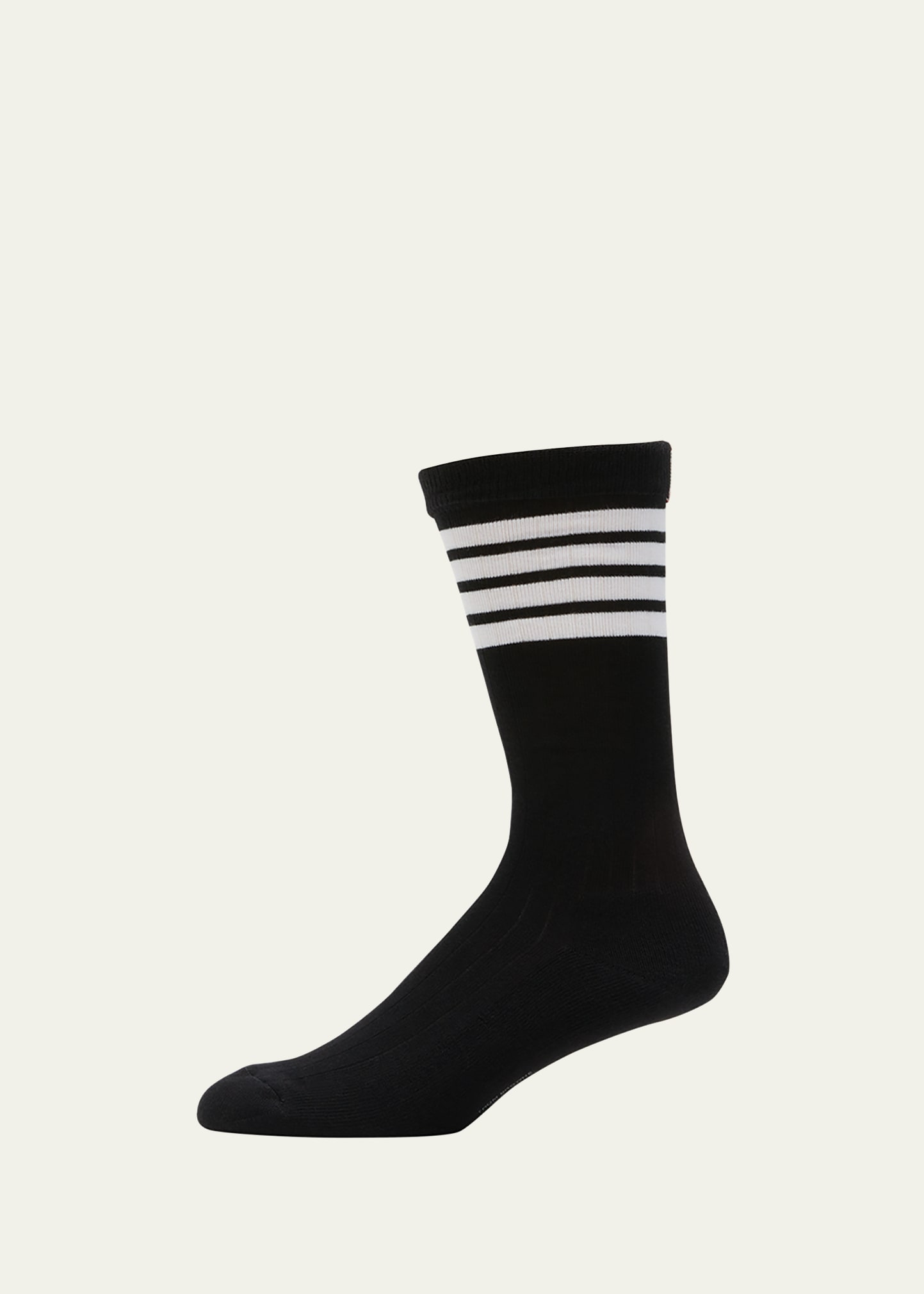 Shop Thom Browne Men's 4-bar Athletic Mid-calf Socks In Black