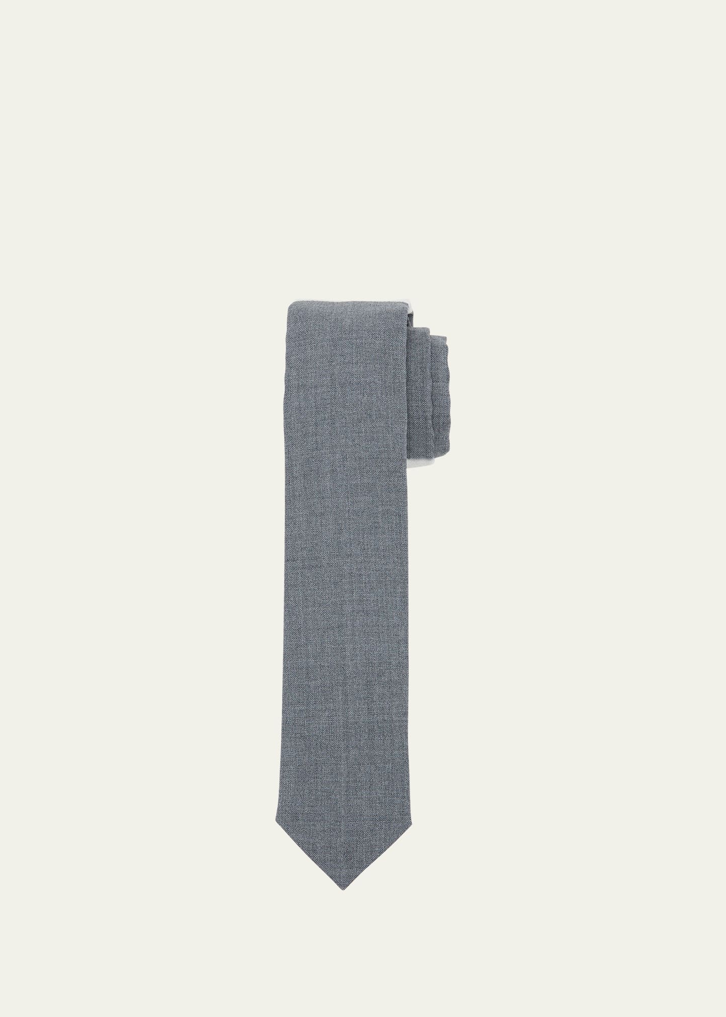 Shop Thom Browne Men's Solid Woven Wool Tie In Med Grey