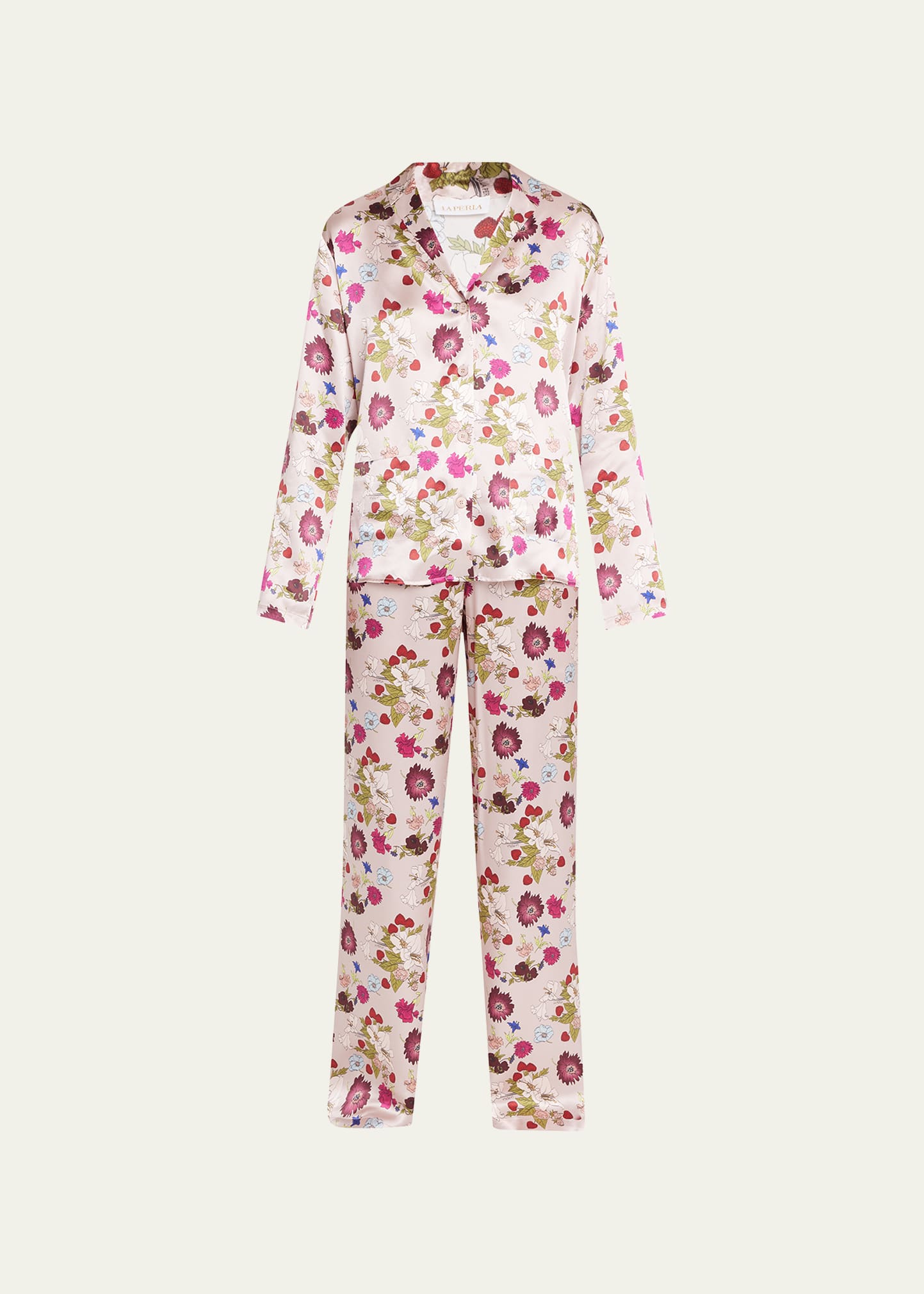 Floral-Print Silk Pajama Set