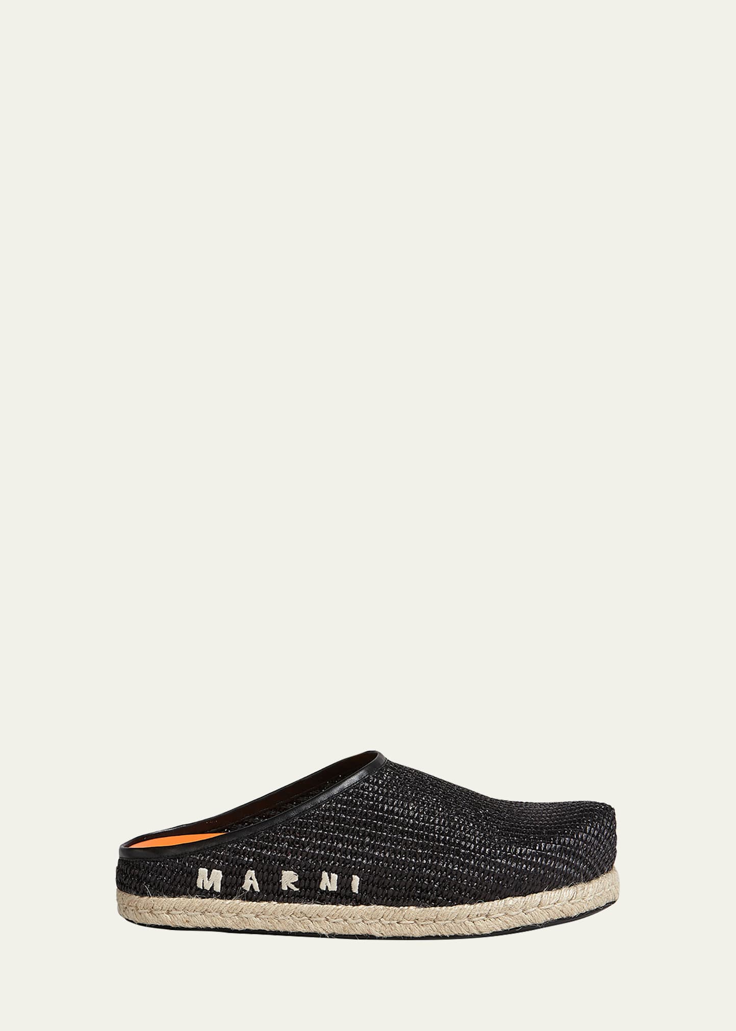Marni Men's Raffia & Leather Fussbett Sabot Mules In Black