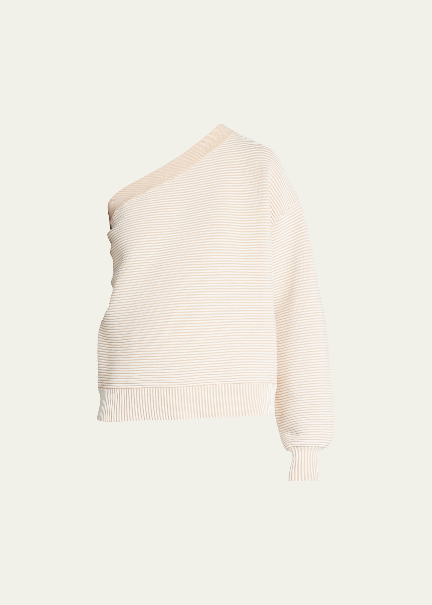 Nagnata Asymmetric Textured Rib Sweater In Cream Sandstone