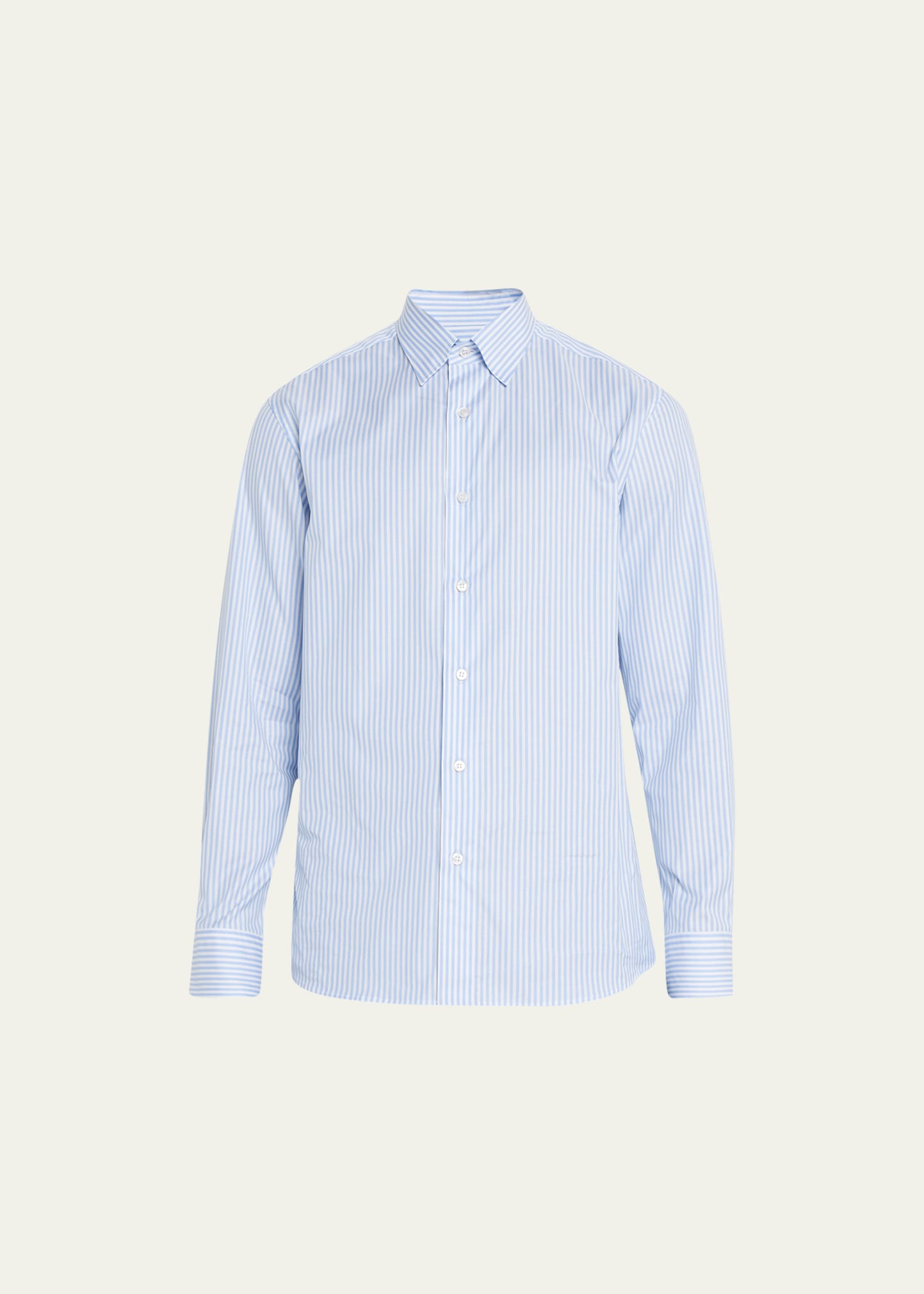 Brioni 条纹棉质衬衫 In Blue,white