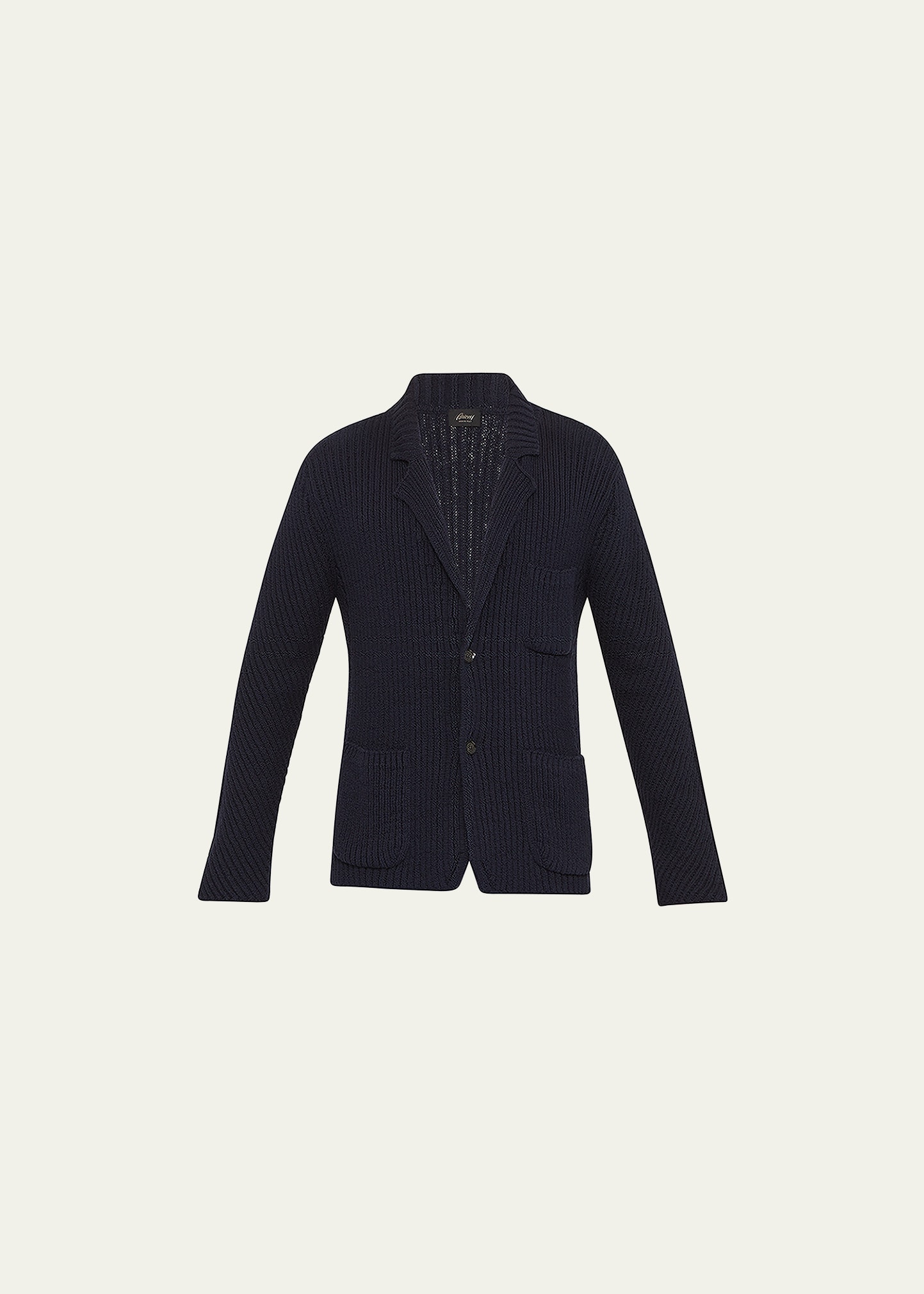 Shop Brioni Men's Rib-knit Cardigan Sweater In Midnight B