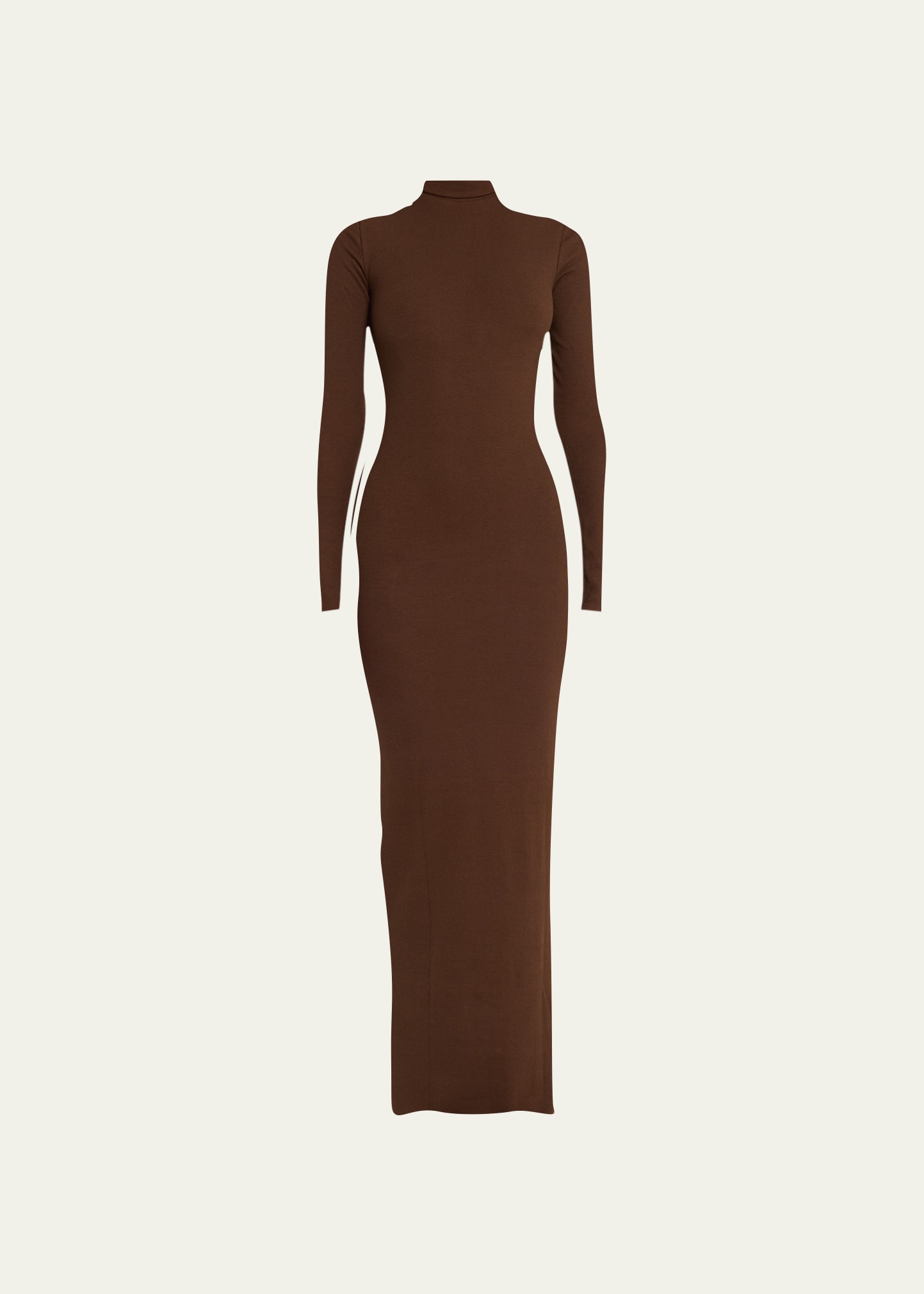 Éterne Long-sleeve Turtleneck Maxi Dress In Chocolate