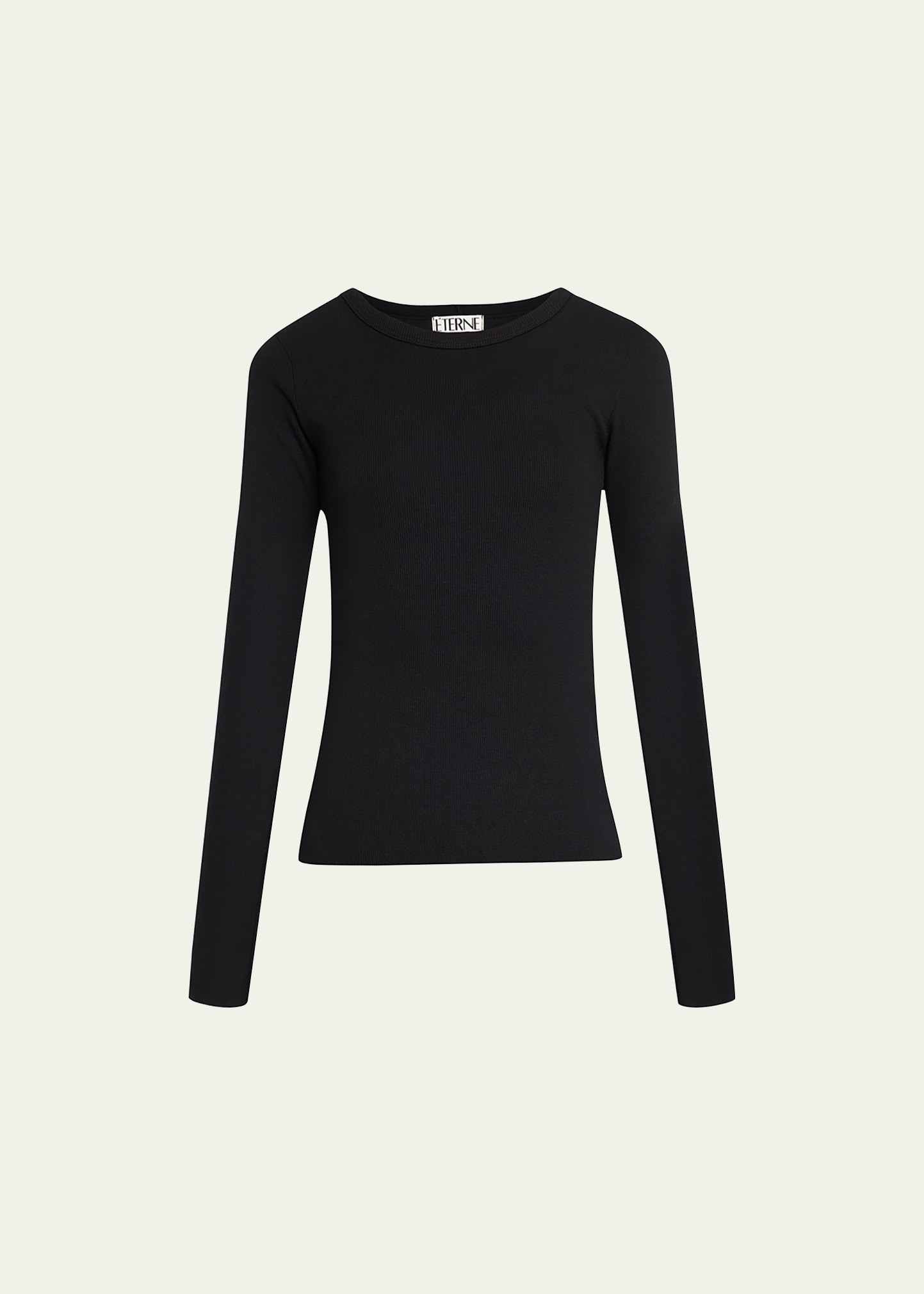 Éterne Long-sleeve Fitted Crewneck Top In Black