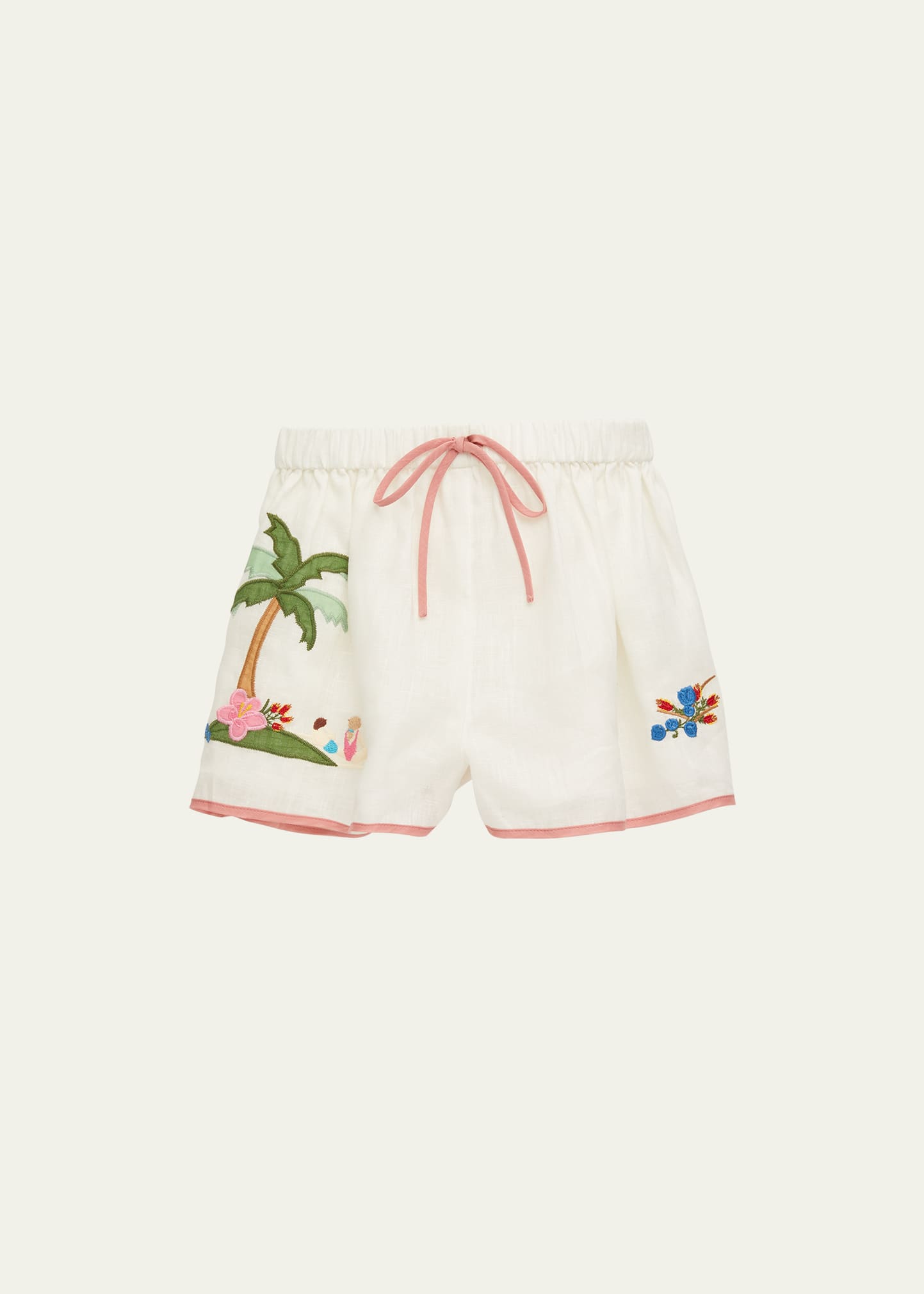 Girl's Clover Palm Tree Applique Shorts, Size 1-10