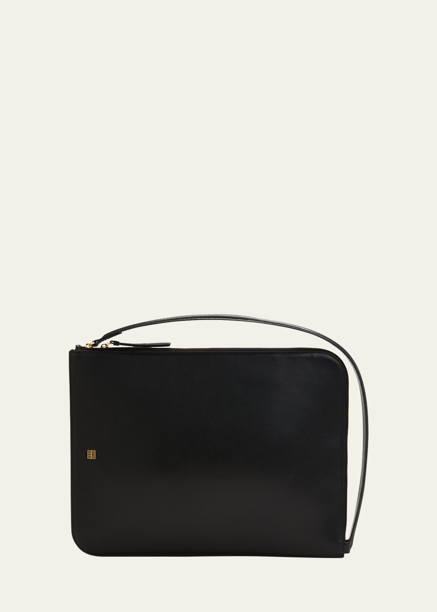 Totême Slim Leather Tote Bag In Black 200