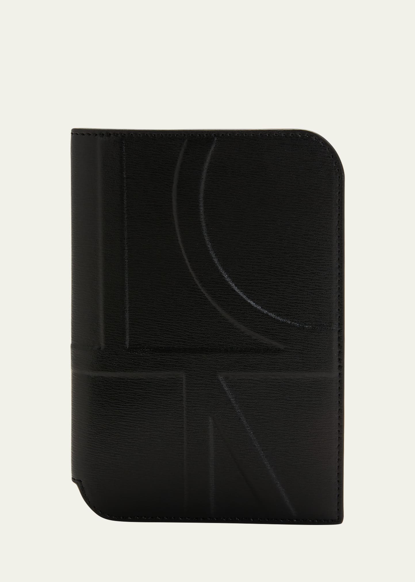 Shop Totême Monogram Leather Passport Holder In Black 200