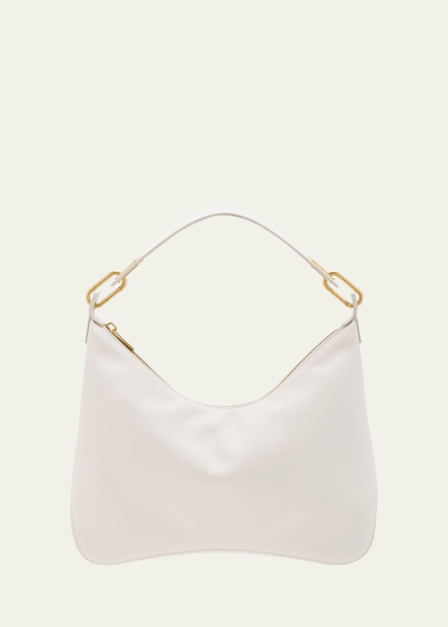 Oroton North Zip Leather Hobo Bag In Clotted Cream