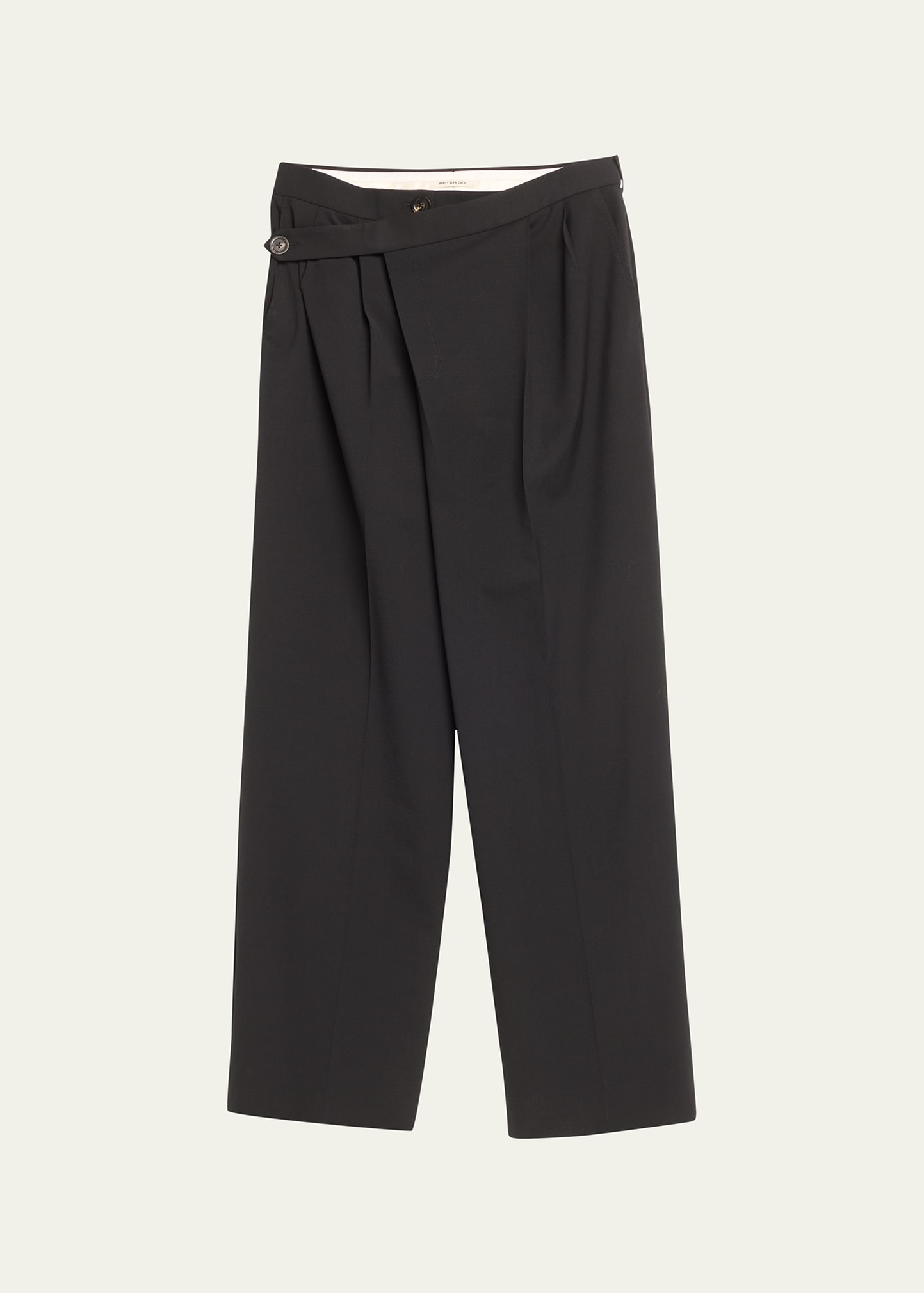 Peter Do Men's Pleated Pants With Wrap Closure In Black