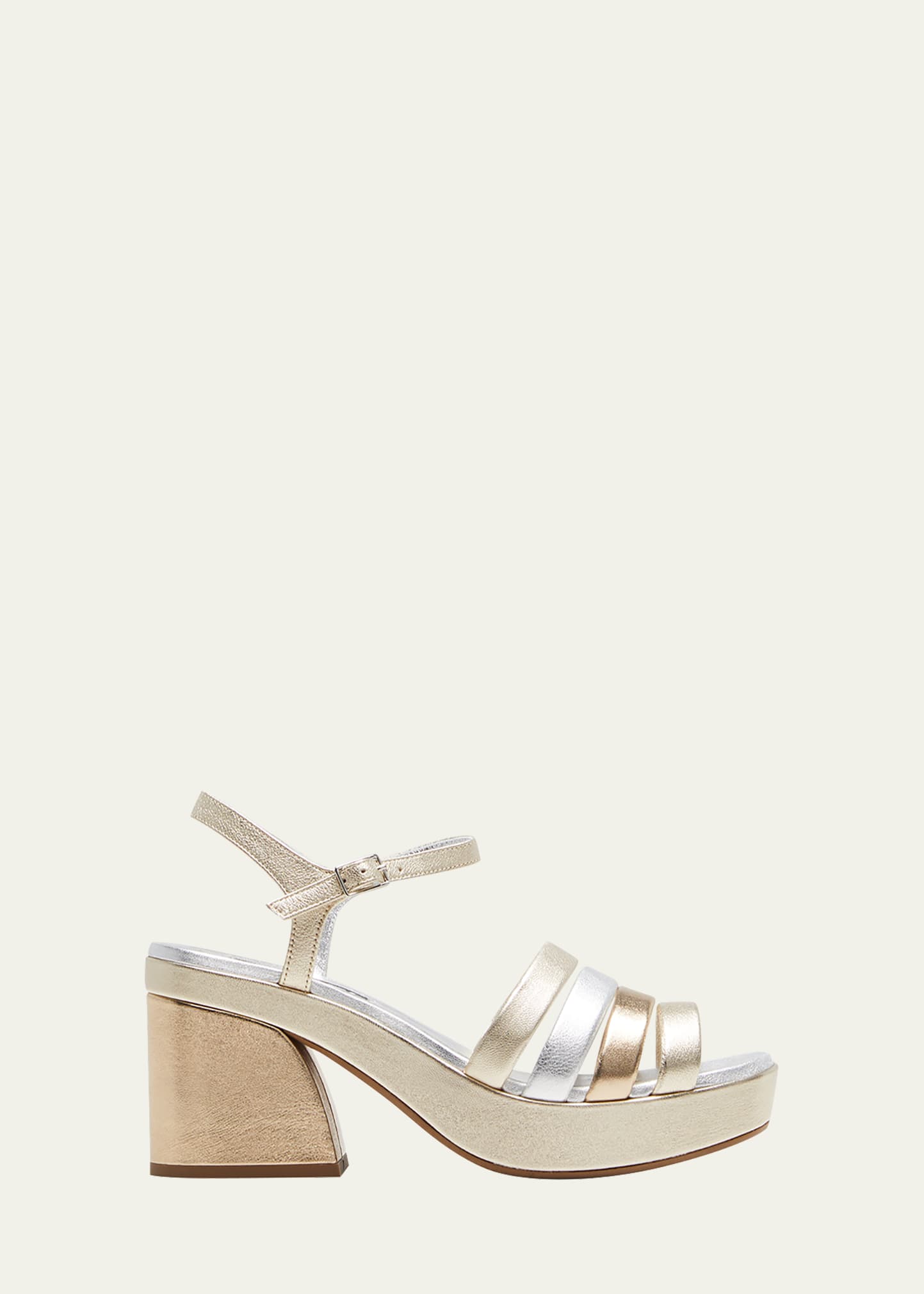 CAREL BAIGNADE METALLIC ANKLE-STRAP SANDALS