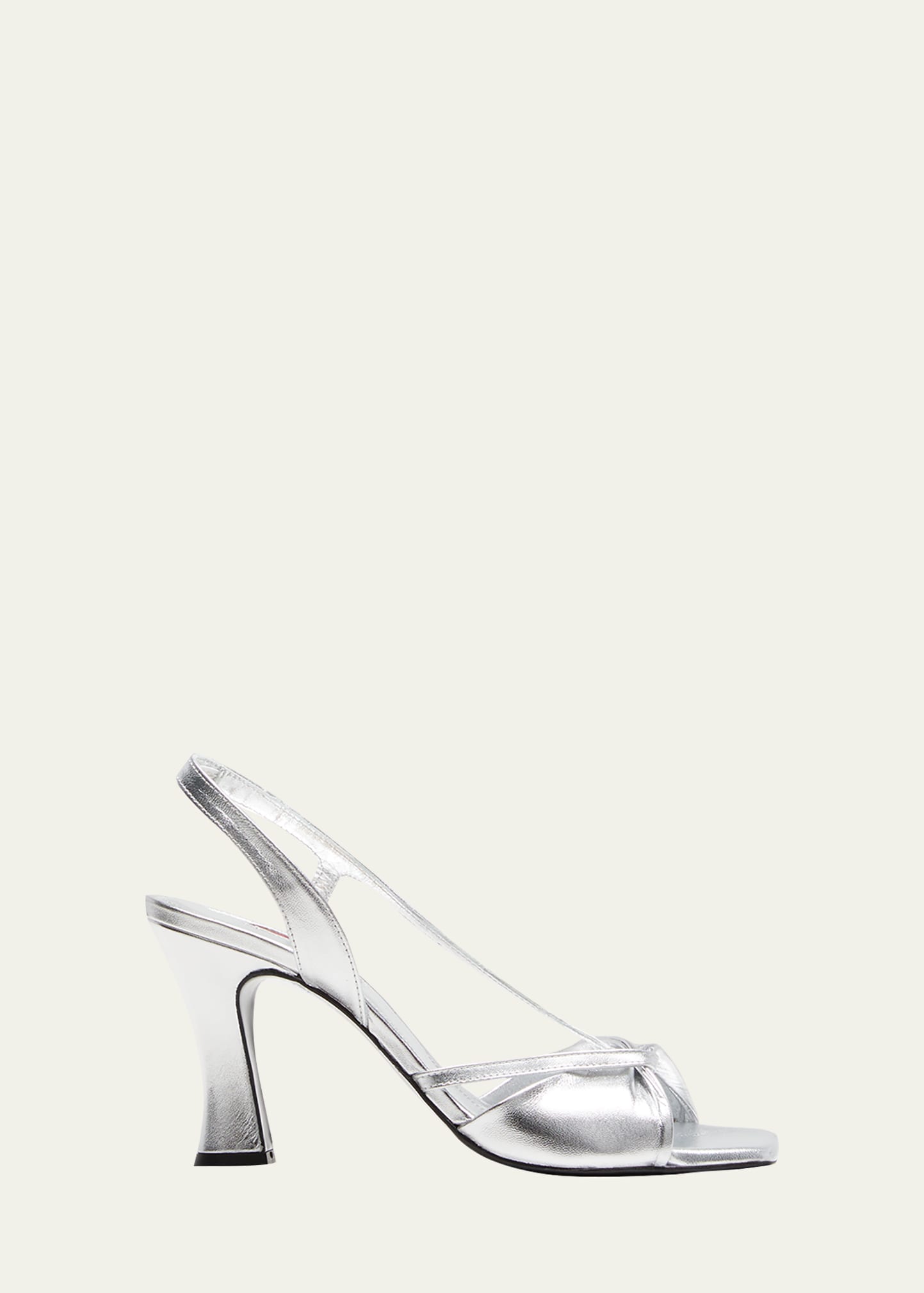 Carel Palace Metallic Asymmetrical Slingback Sandals In Veau Lamine Argen