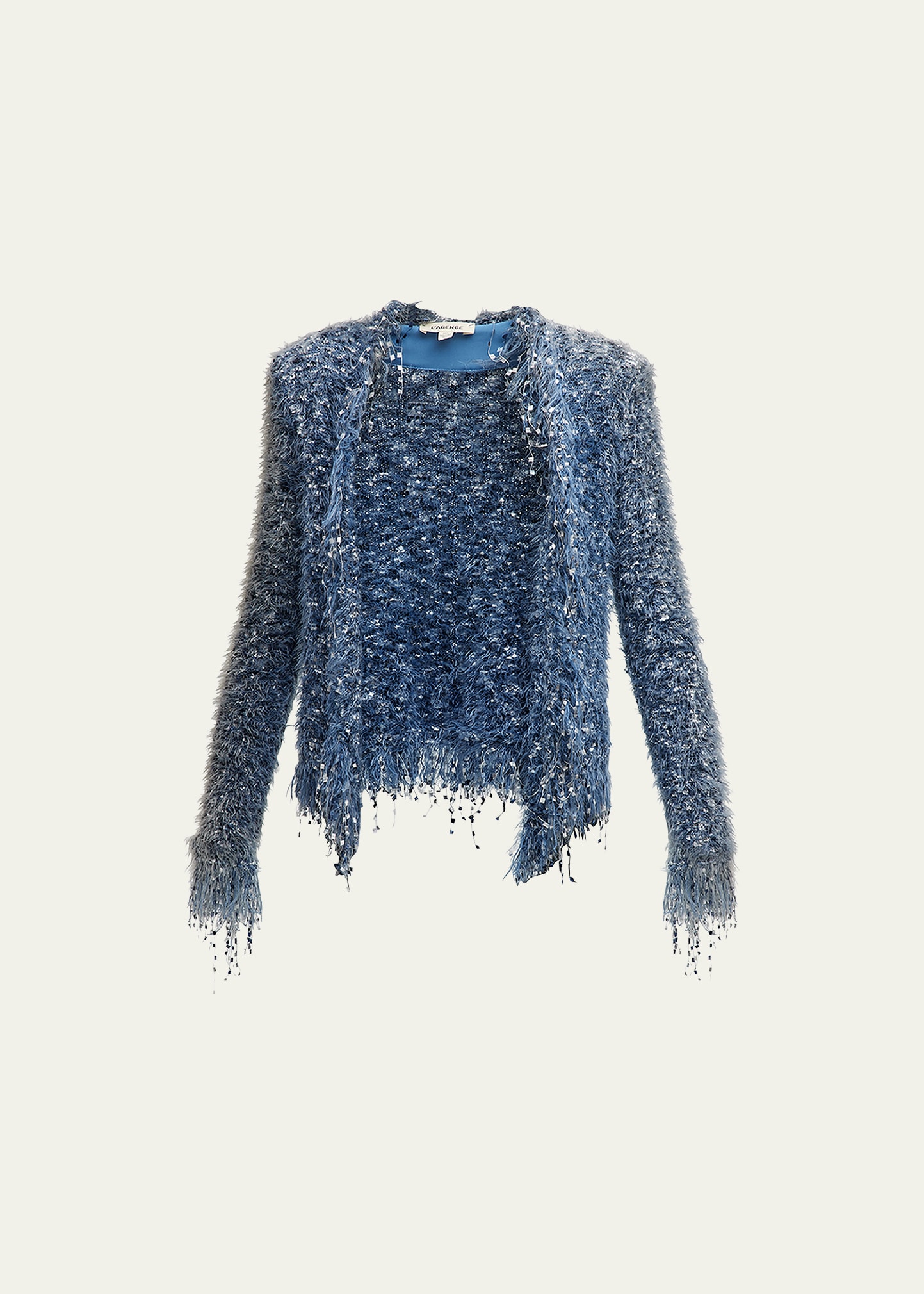 L'agence Azure Fuzzy Cardigan Blazer In Blue Multi