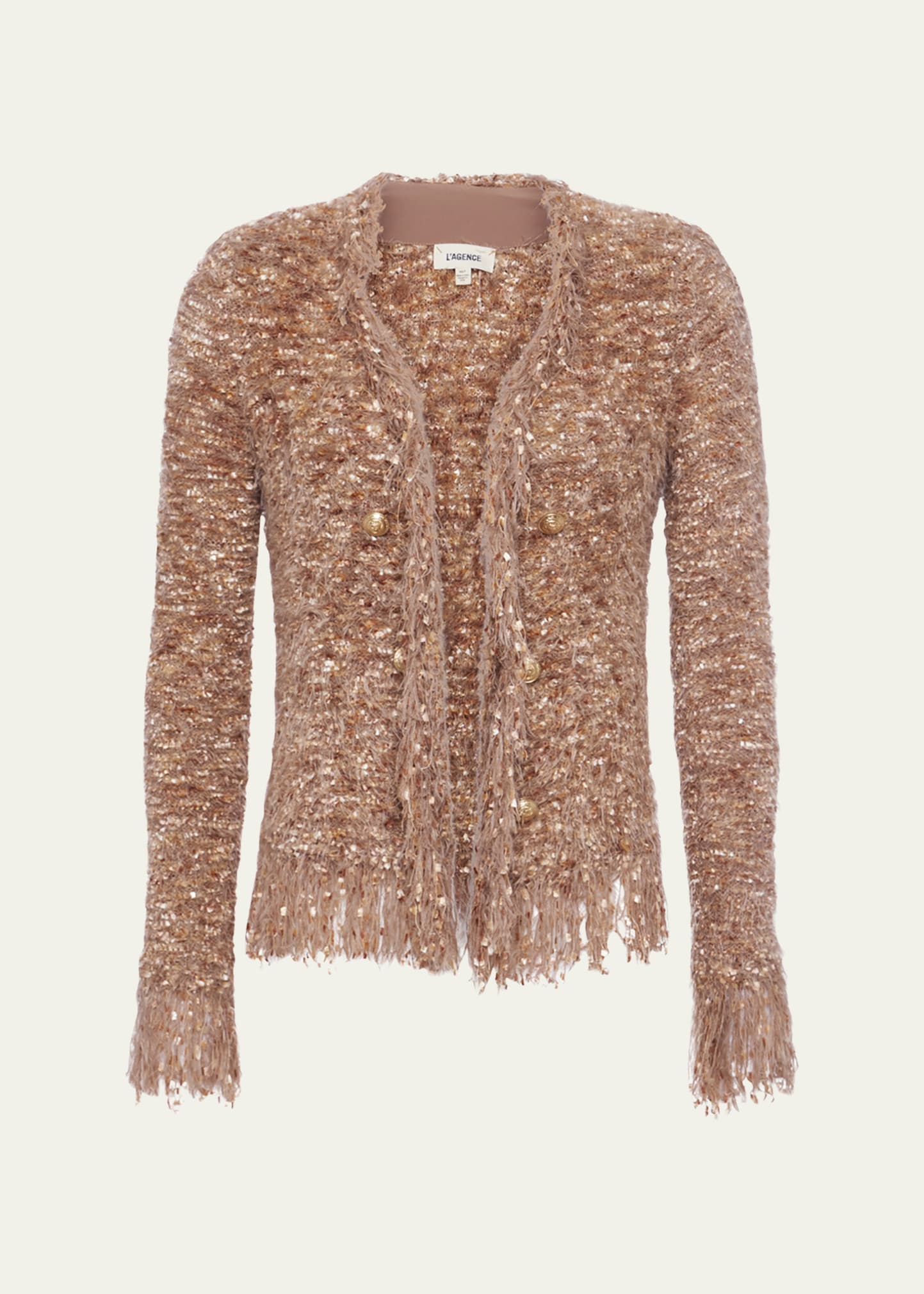 L'agence Azure Fuzzy Cardigan Blazer In Tan Multi