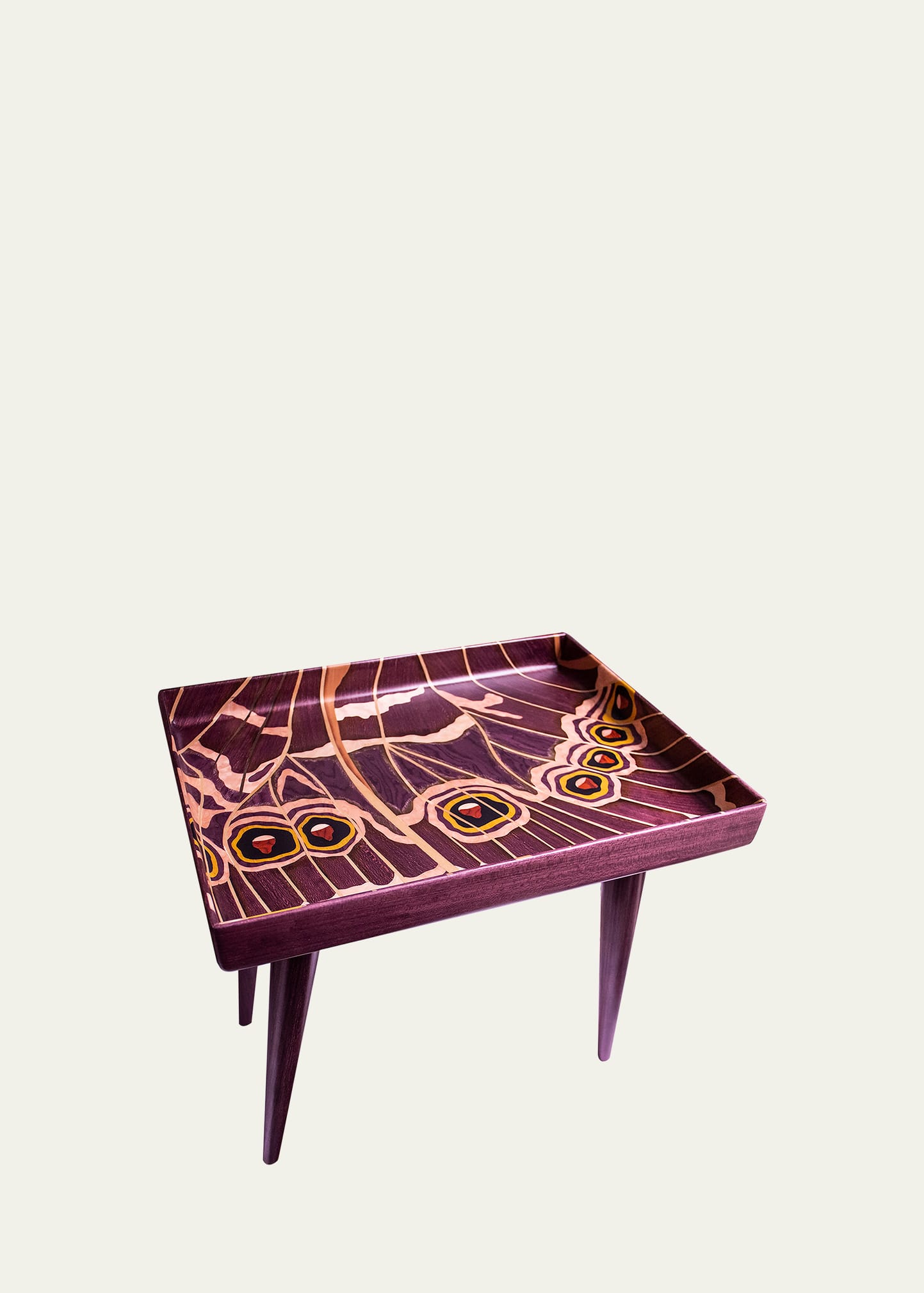 Marquetry Side Table With Butterfly Wings