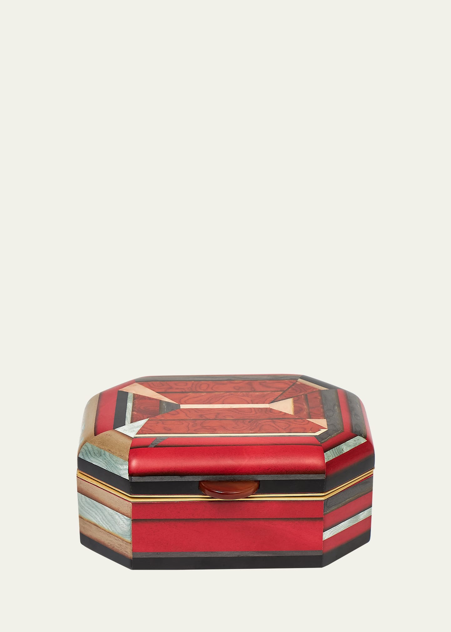 Red Facet Geometric Marquetry Box