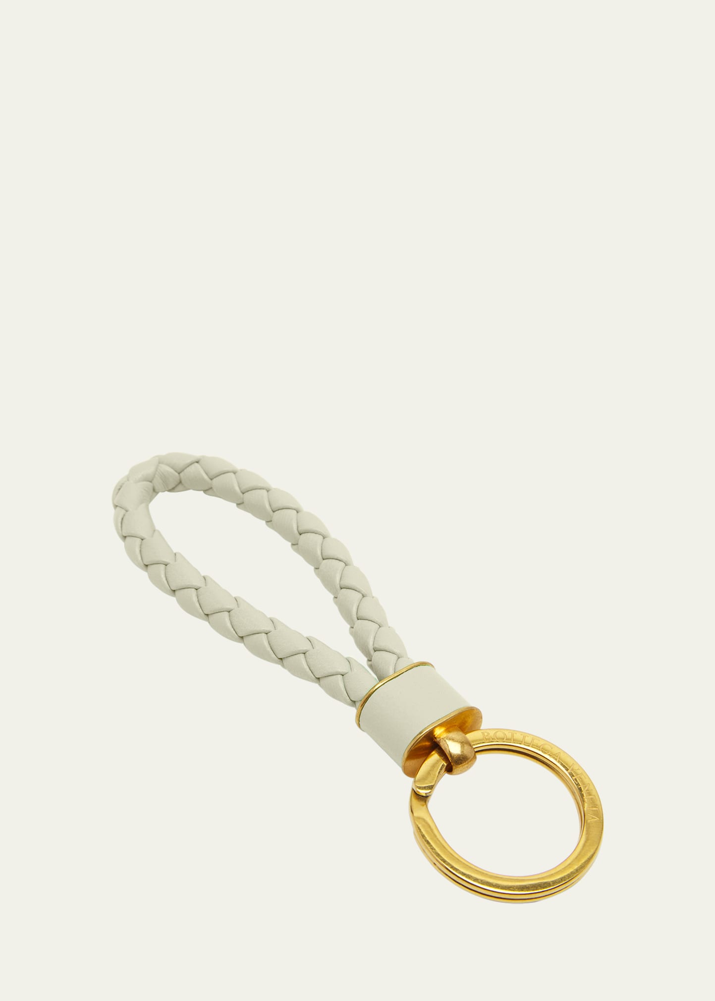 Bottega Veneta Intreccio Napa Lambskin Keychain In 7117 Camomile-gol