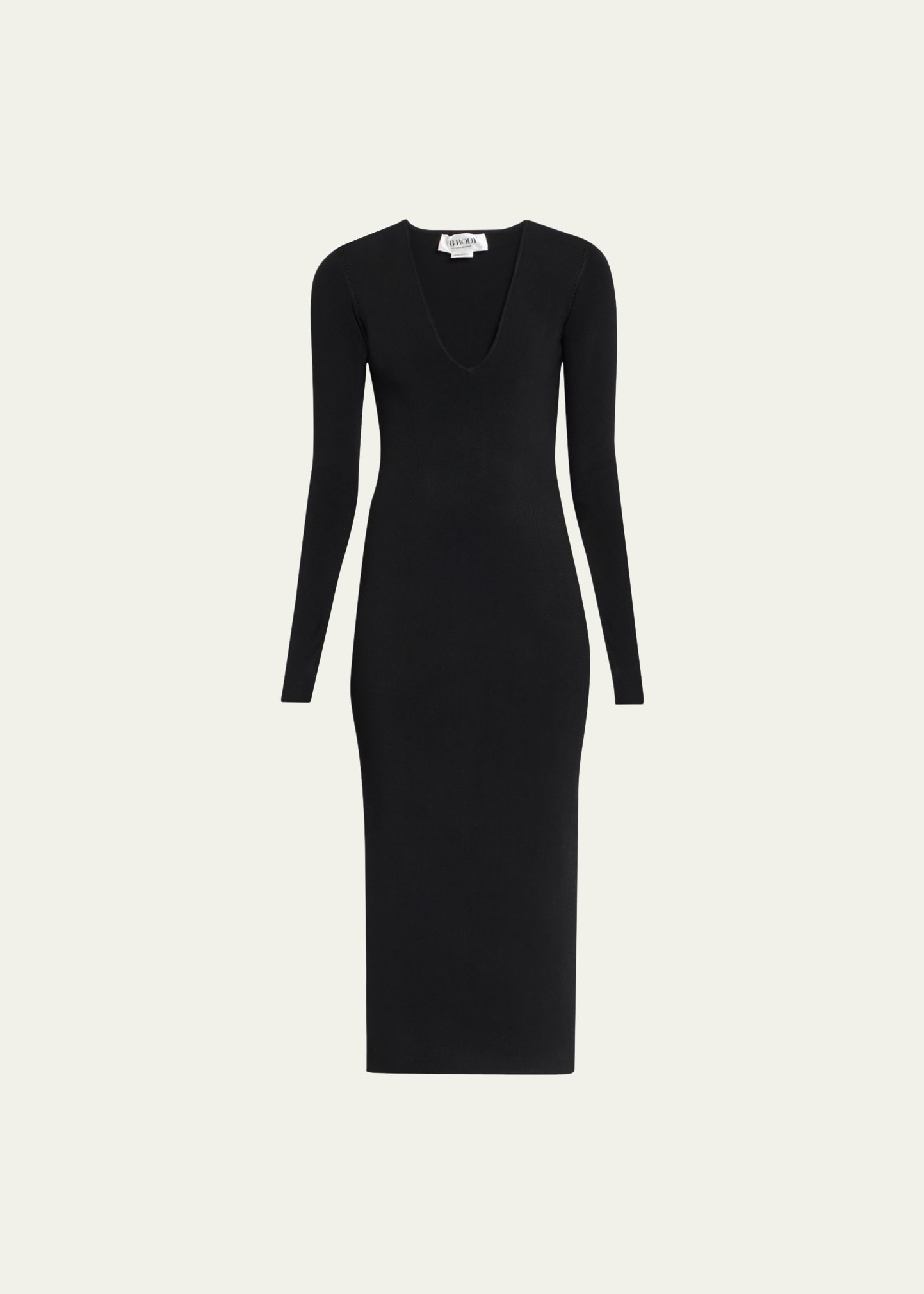 Shop Victoria Beckham Vb Body Deep V Midi Dress In Black