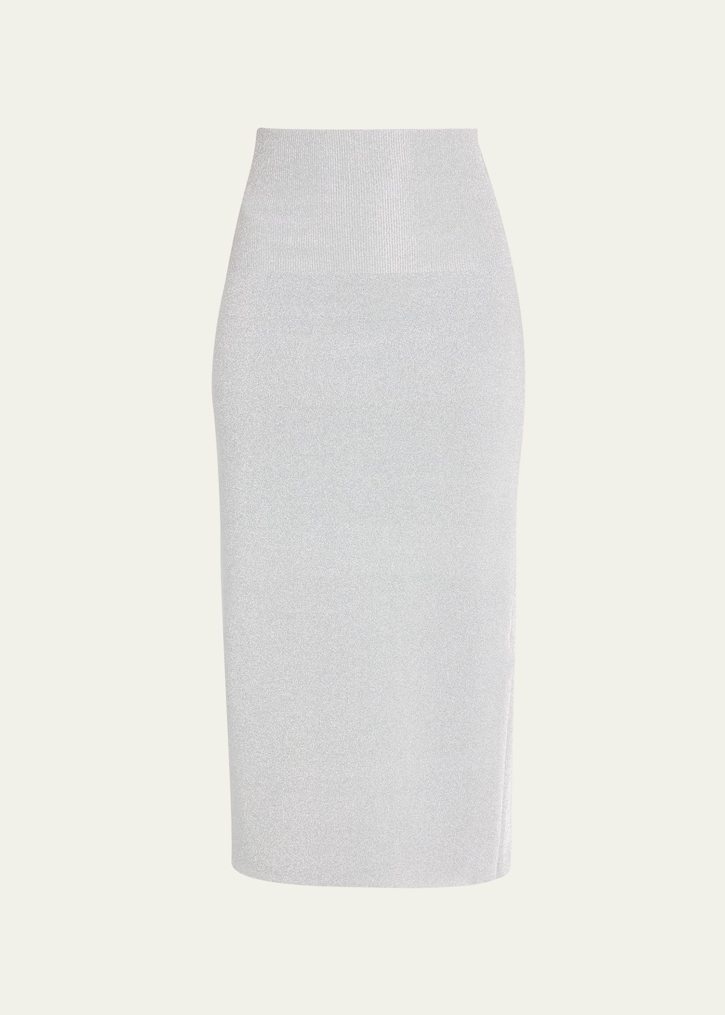 Victoria Beckham Fitted Split-hem Stretch-woven Midi Skirt In Silver