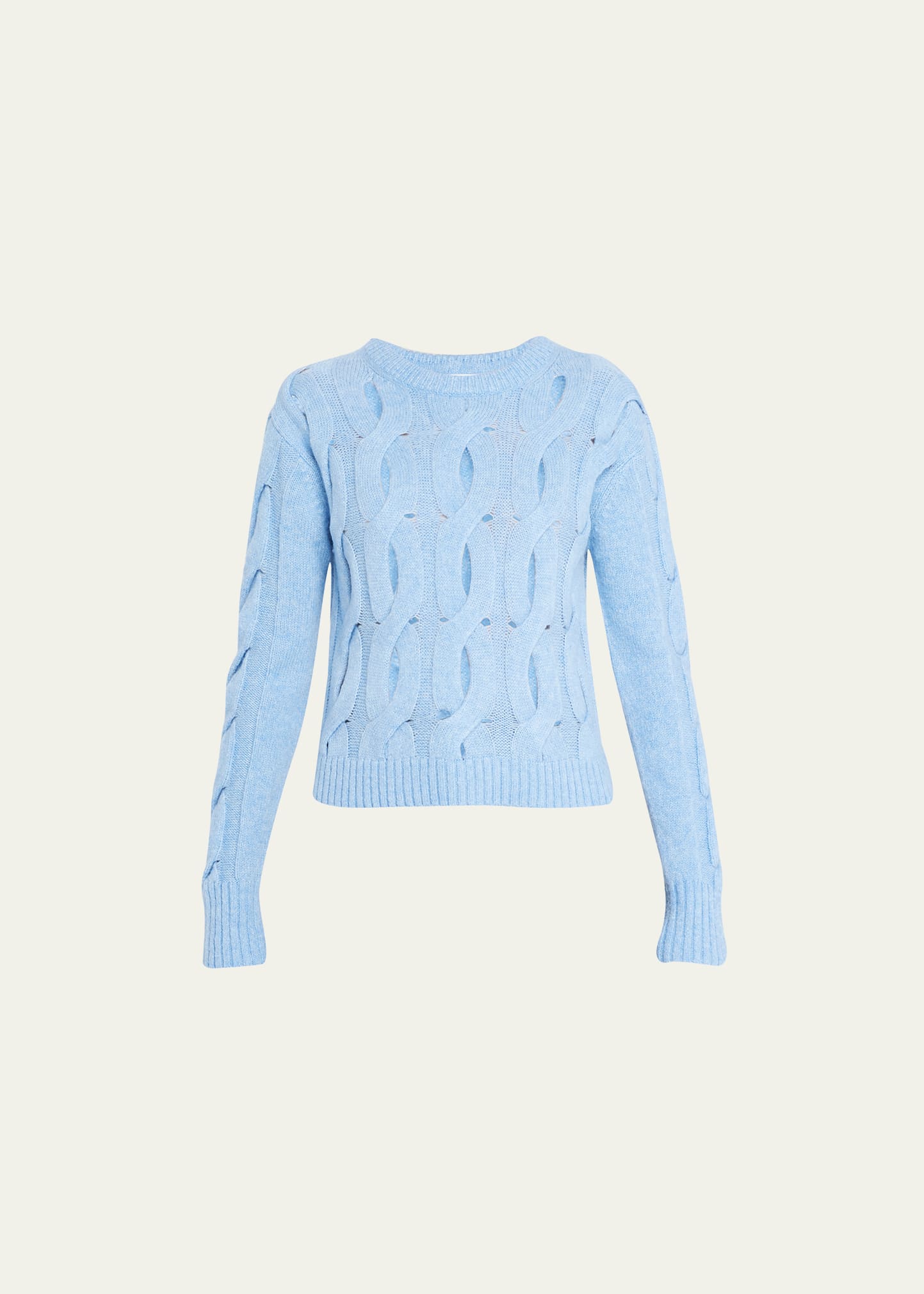 Cable-Knit Crewneck Cut-Out Sweater