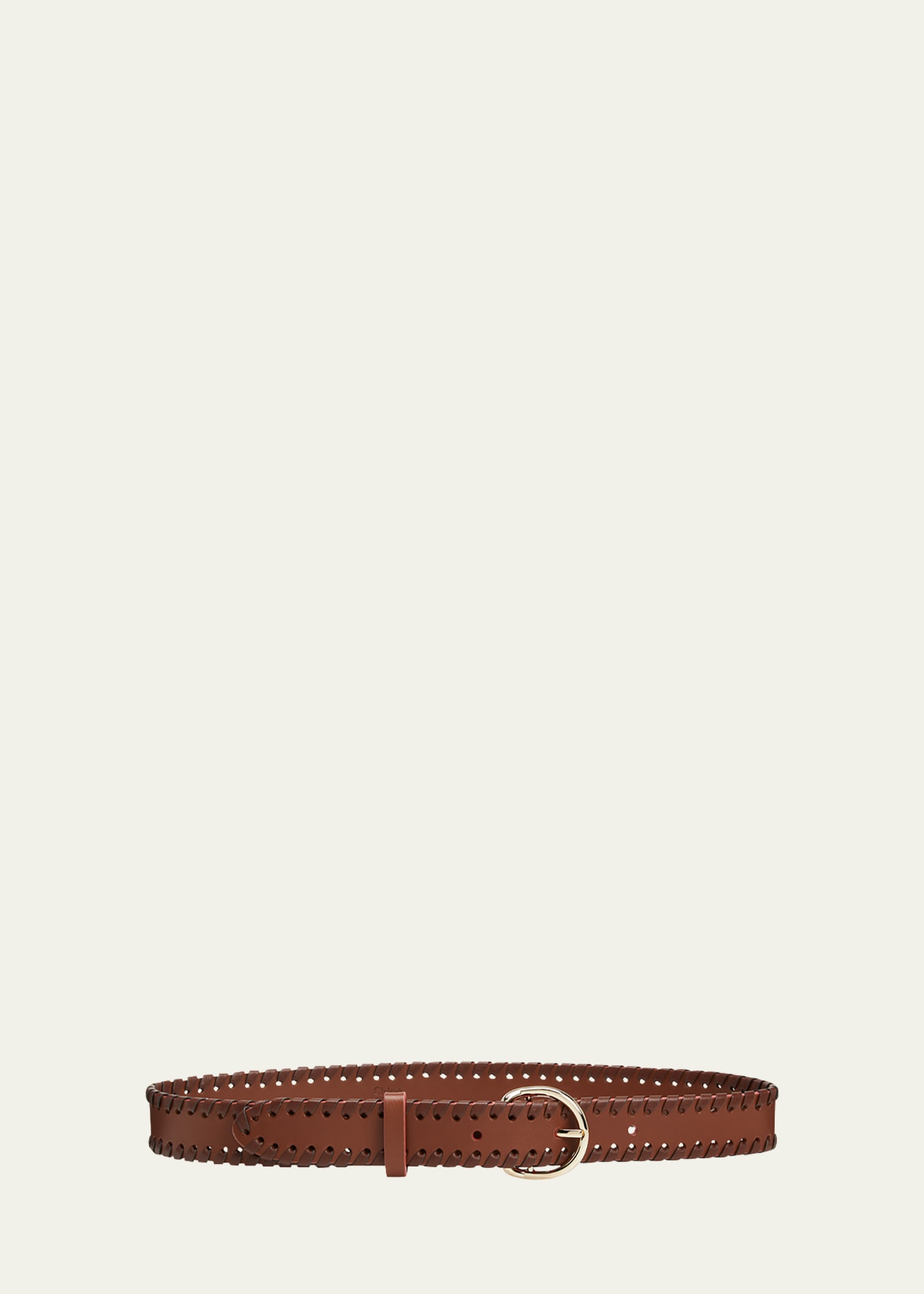 Chloé Mony Whipstitched Leather Belt In Pure Brown
