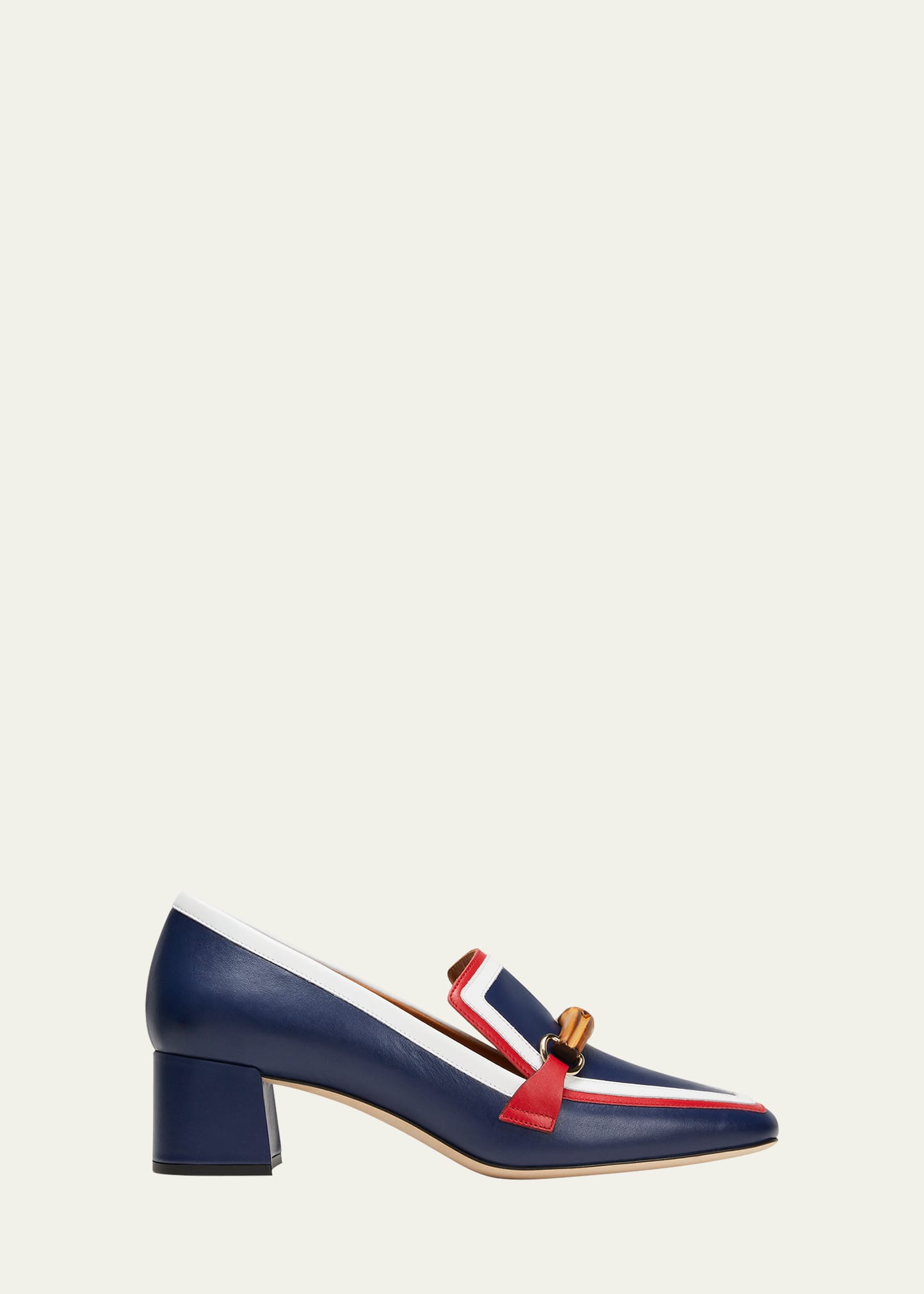 Tricolor Bamboo Heeled Loafers